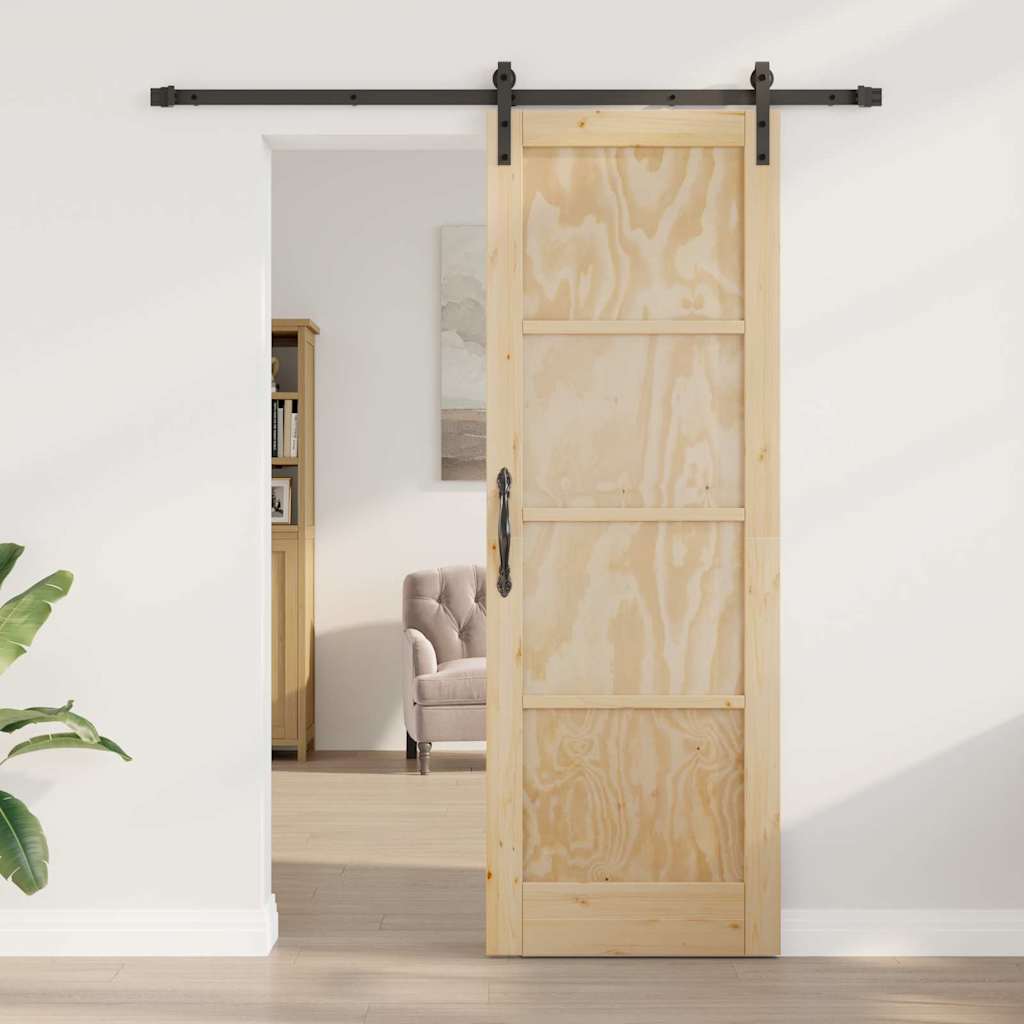 vidaXL Schuifdeur Naturel en zwart 73.5 x 211 cm