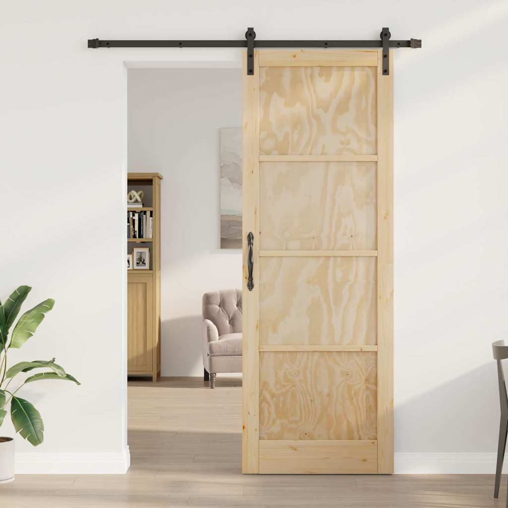 vidaXL Schuifdeur Naturel en zwart 83 x 232 cm