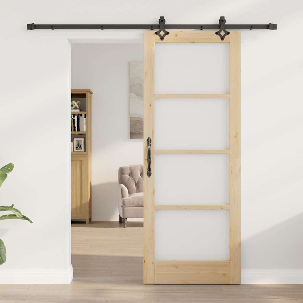 vidaXL Schuifdeur ORKDAL Bruin 78 x 202 cm Hout en metaal