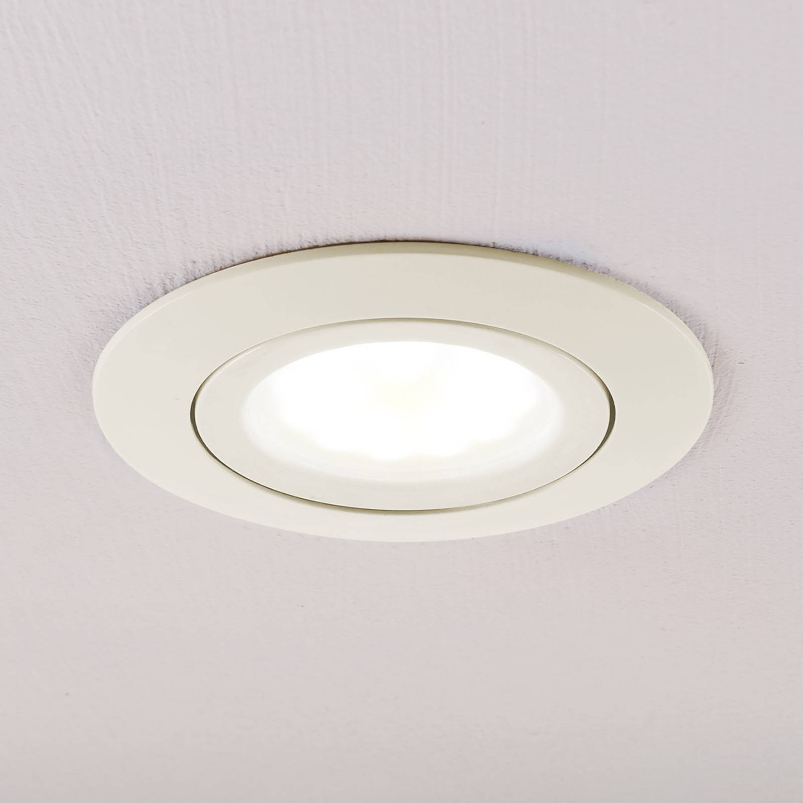 LINDBY LED inbouwspot Andrej, rond, crème wit