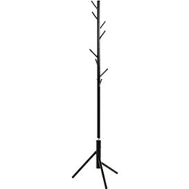 HAKU kapstok, 8 haken, elk met een draagvermogen van 5 kg, Ø 480 x H 1730 mm, gelakt stalen buis, zwart
