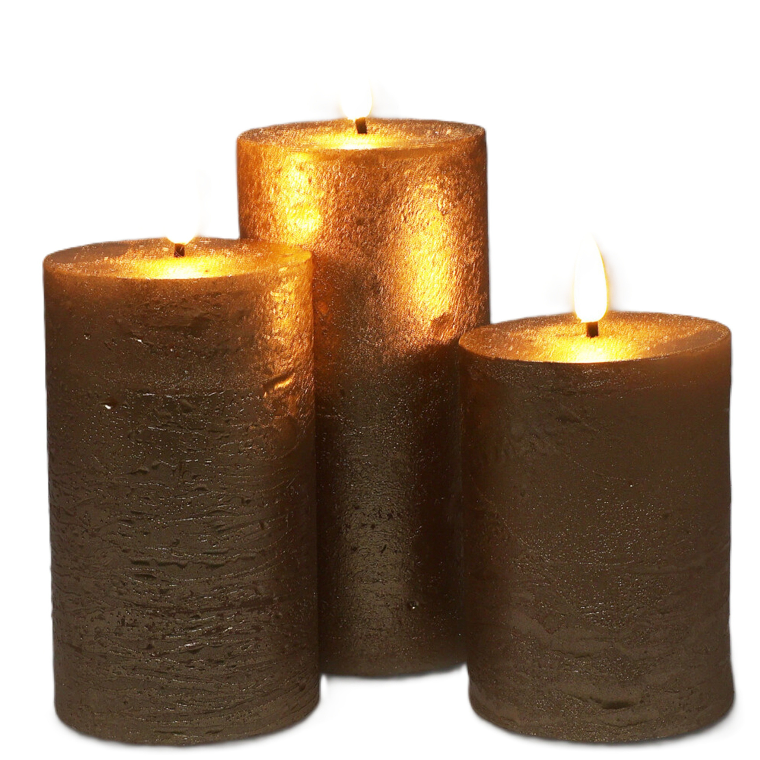 Merkloos LED kaarsen/stompkaarsen - set van 3x - goud - wax - met timer -