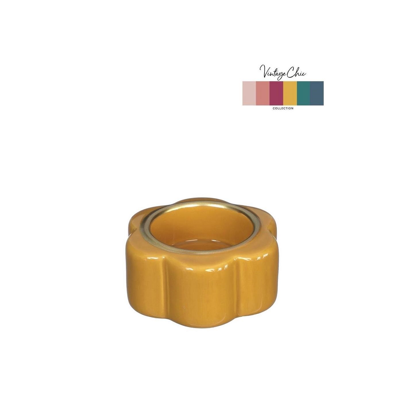 Ideas 4 seasons Theelichthouder Pouff mosterd Ø7xH3,4cm