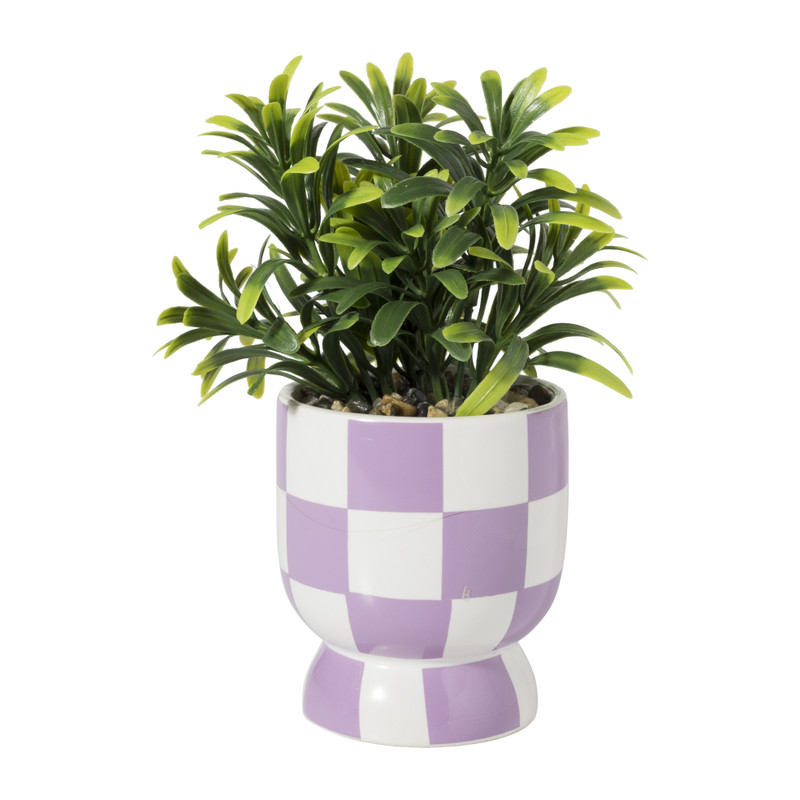 Xenos Kunstplantje geblokt - lila - ø8x17 cm