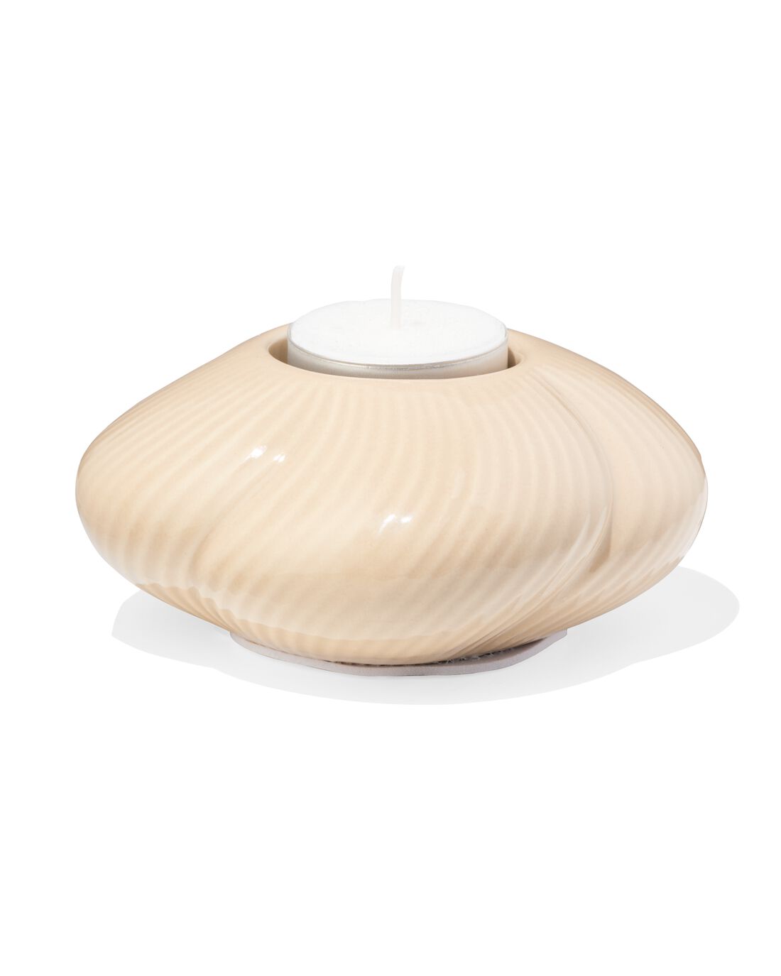 051 Theelichthouder Keramiek Twist Crème (creme)