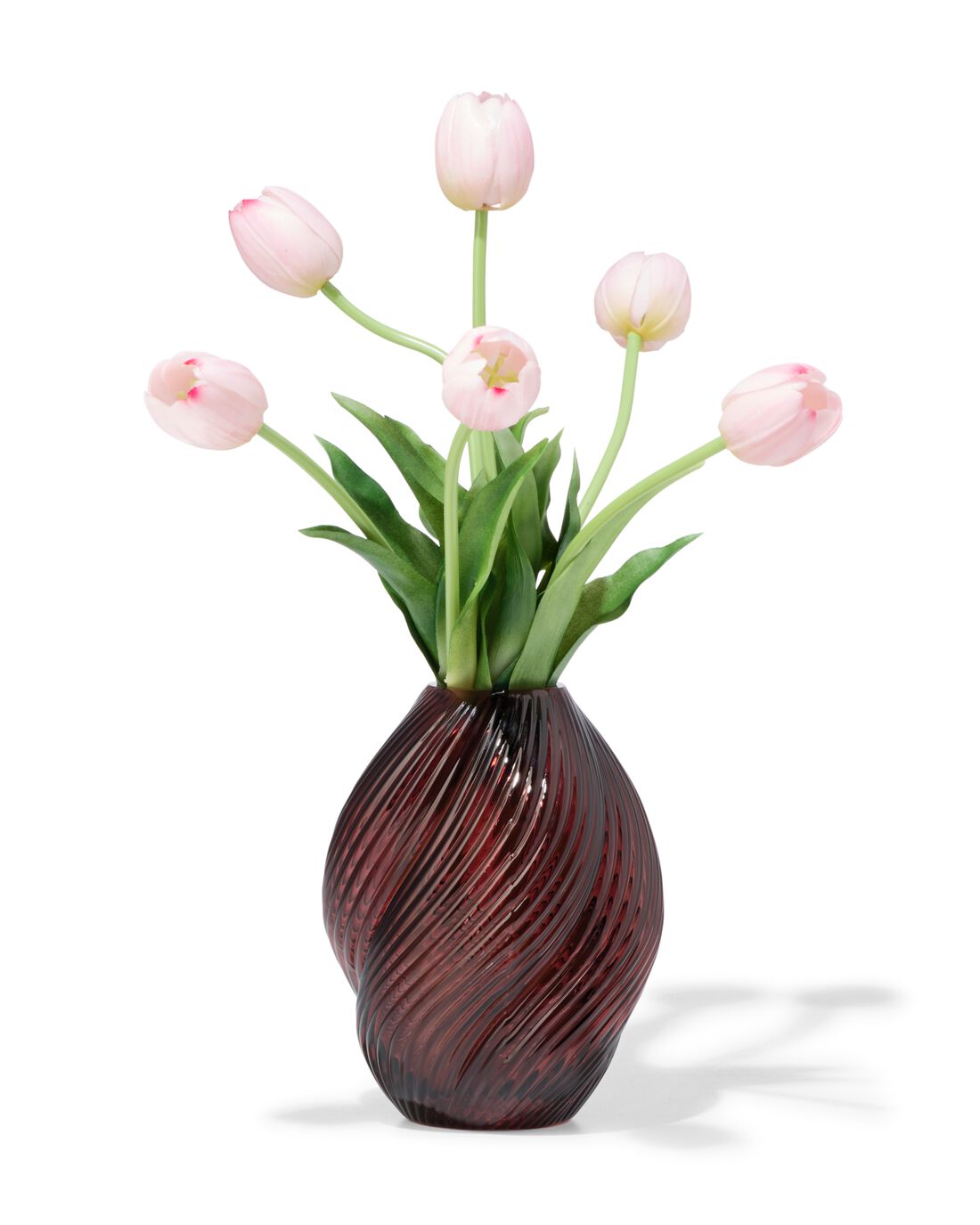 051 Vaas ⌀7x21cm Glas Twist Bruin (bruin)