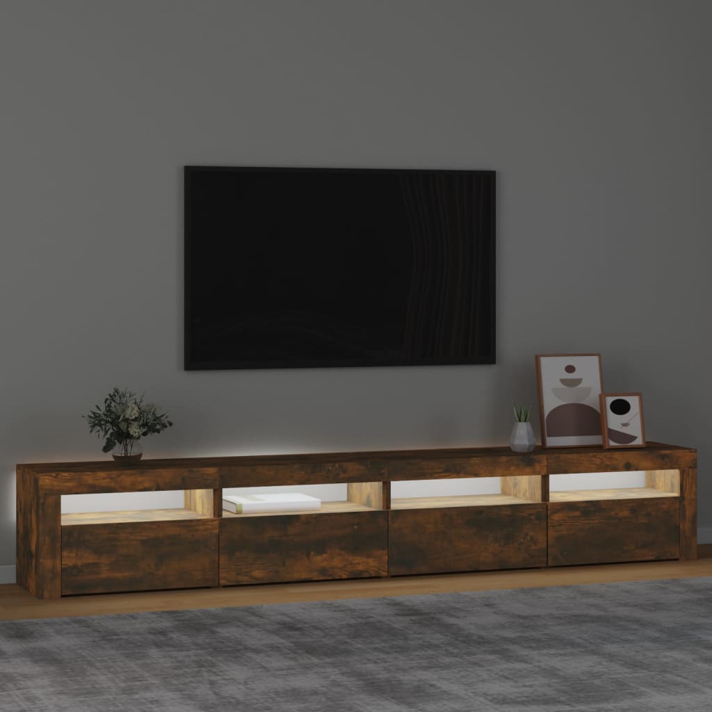 vidaXL Tv-meubel met LED-verlichting 240x35x40 cm gerookt eikenkleurig