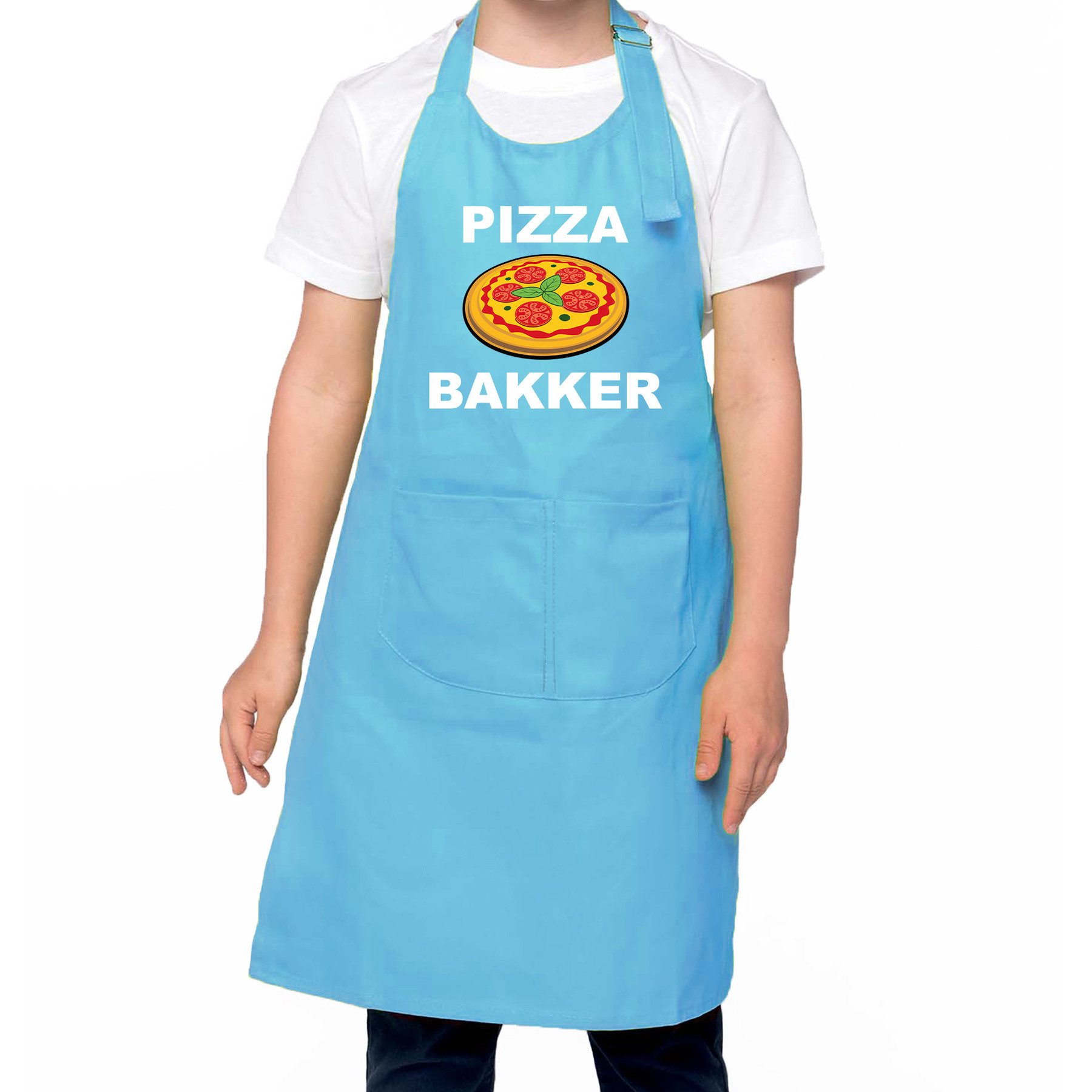 Bellatio Decorations Pizza bakker schort/ keukenschort blauw voor jongens