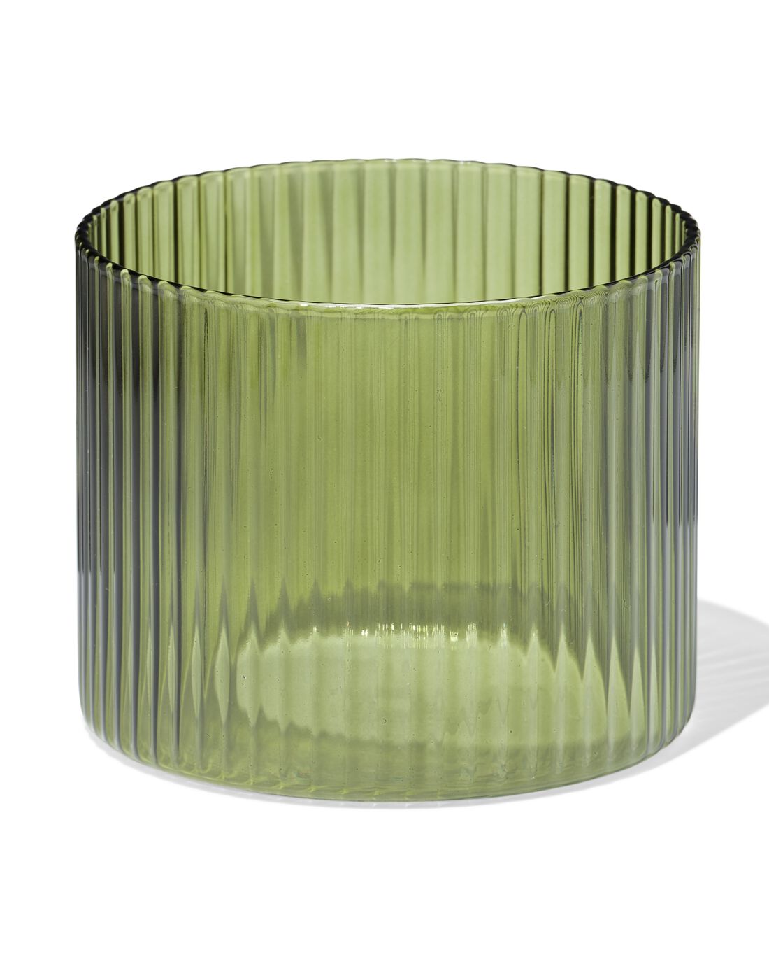 HEMA Glas Voor Geurkaars ⌀10x8.5cm Ribbel Donkergroen (donkergroen)