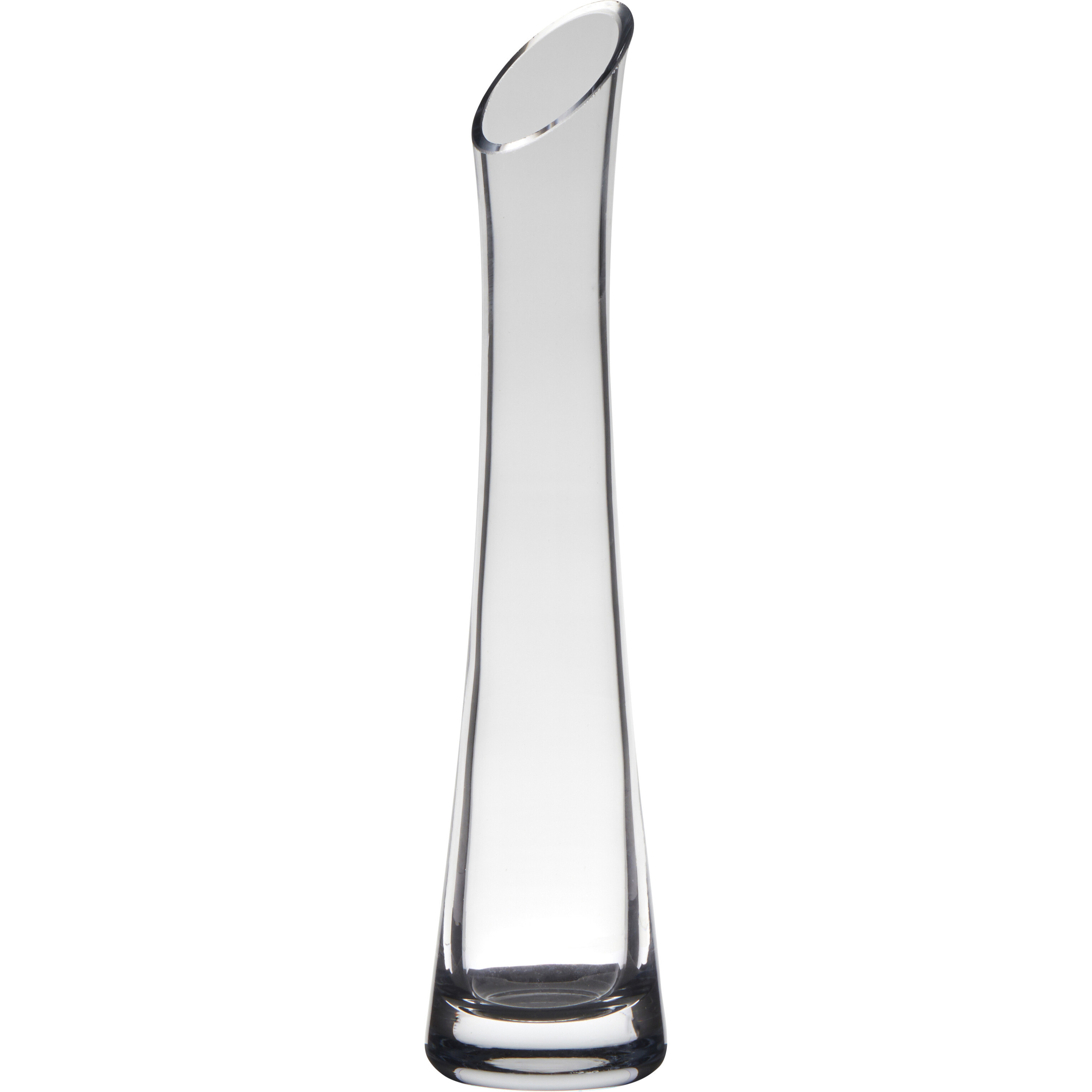 Merkloos Hakbijl Glass vaas - 25 x 6 cm - flute model - transparant - bloemenvaas -