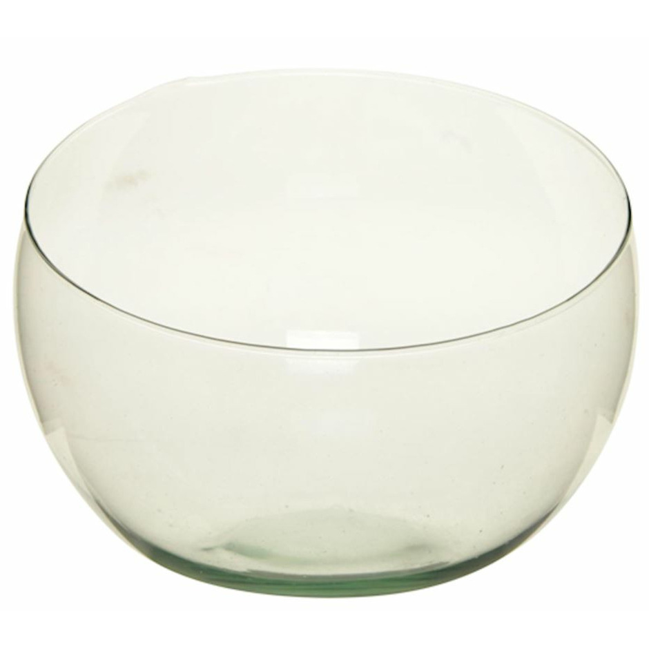 Bellatio Design Bolvaas schuine/halve schaal - transparant gerecycled glas - D25 x H20 -