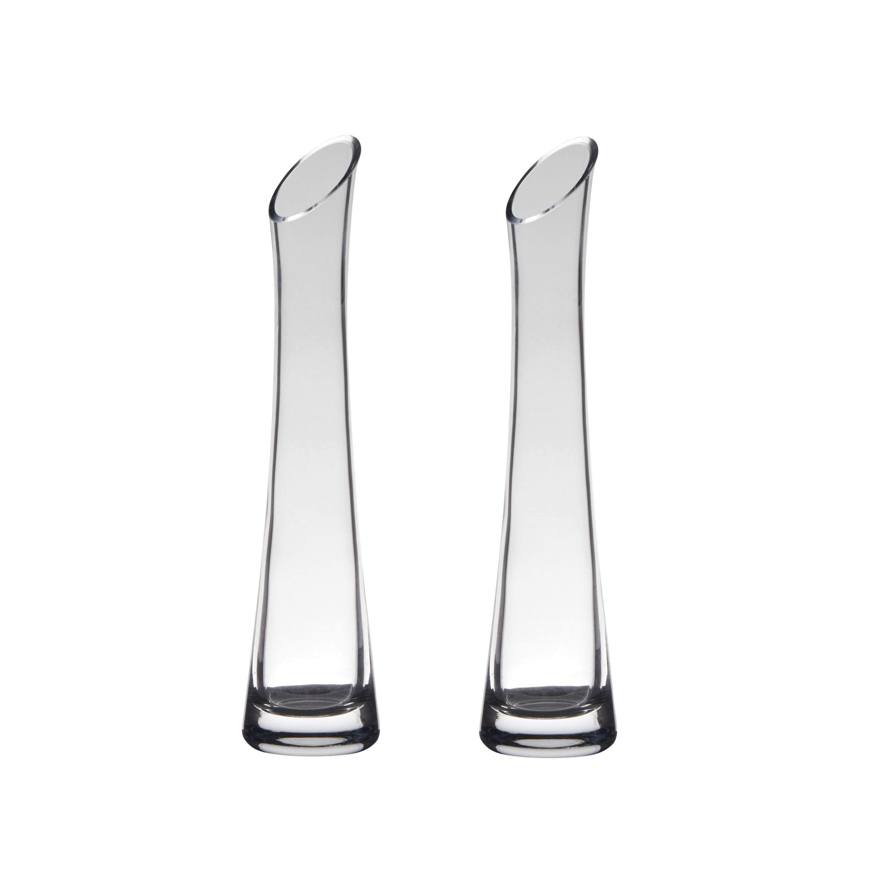 Merkloos Hakbijl Glass vaas - Set van 2x stuks - 25 x 6 cm - flute model - transparant - bloemenvaas -