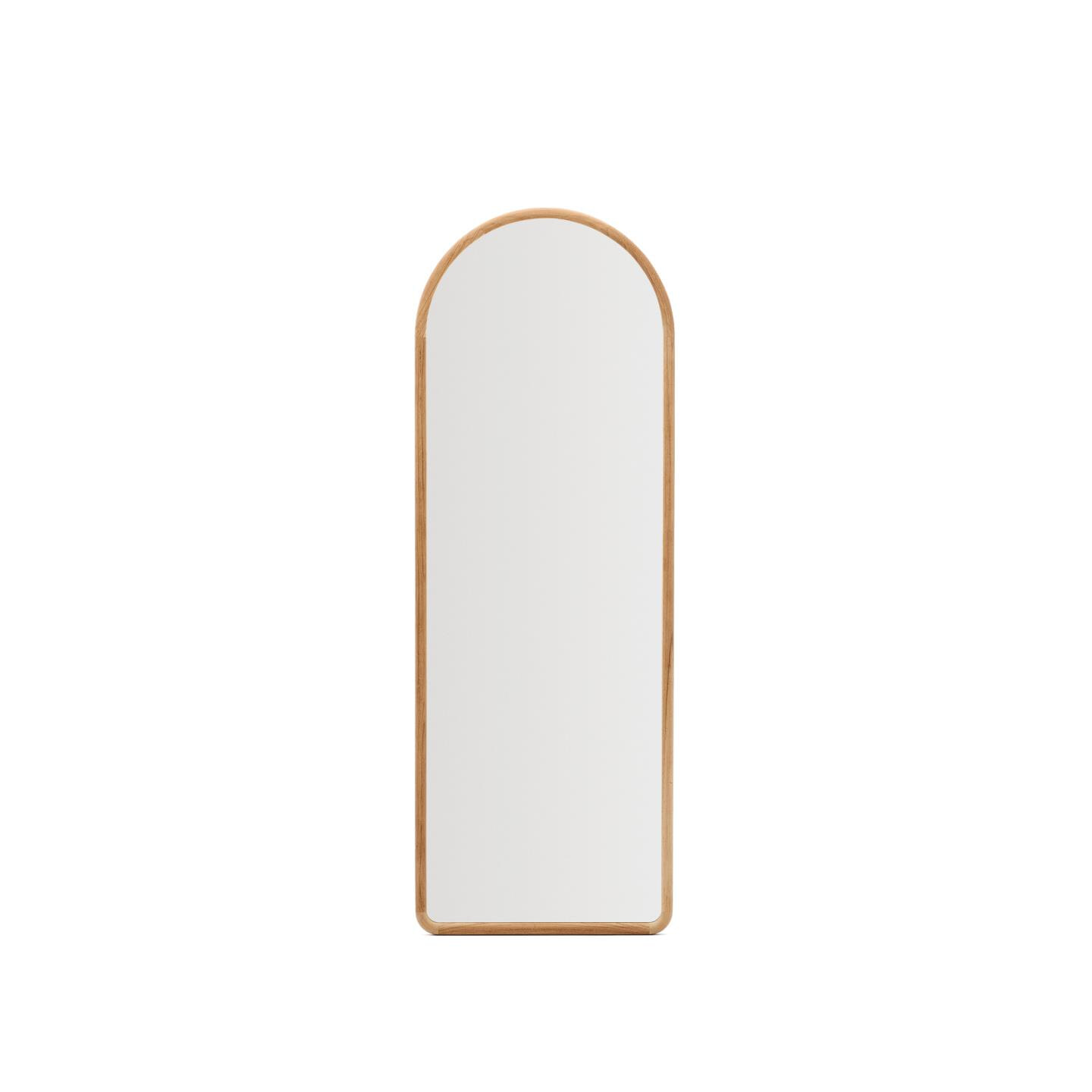 Kave Home Gebogen Spiegel Milsa Teakhout, 155 x 55cm - Naturel
