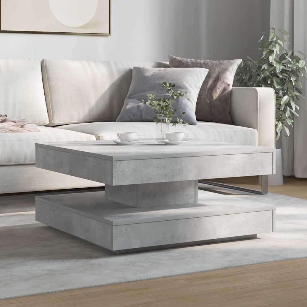 vidaXL Salontafel 360 graden draaibaar 70x70x34,5 cm betongrijs
