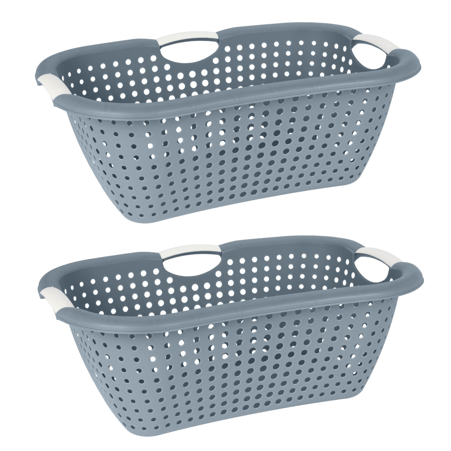 Storage Solutions wasmand - 2x - blauw - 26 liter - kunststof - x 60 x 22 cm - Draagwasmand -