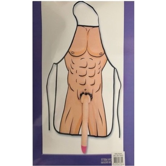 Merkloos Schort - naakte man - kunststof - lange penis - vrijgezellenfeest - keukenschort -