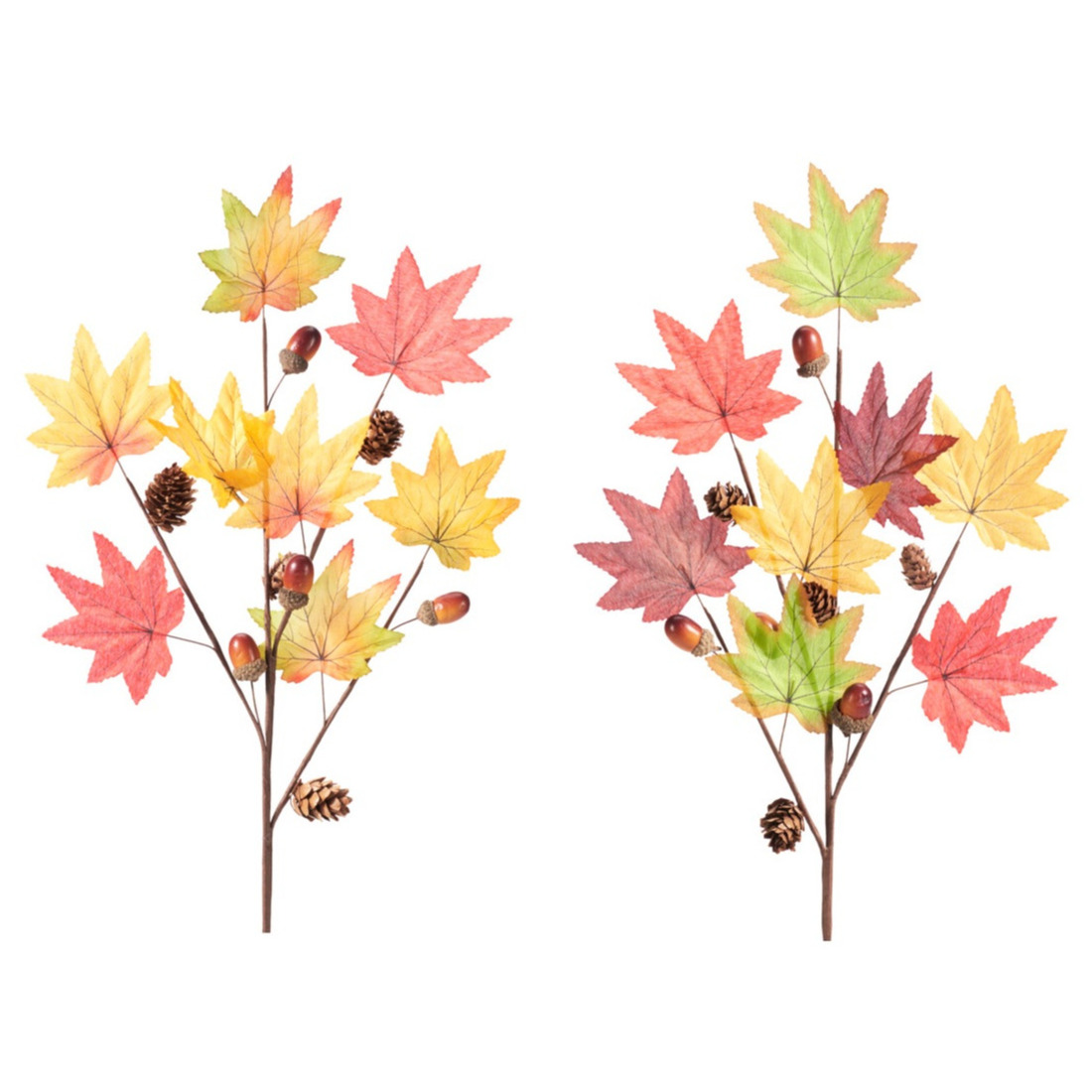 Home & Styling Kunst herfsttak decoratie - 3x - 60 cm - losse steel met Esdoorn bladeren -