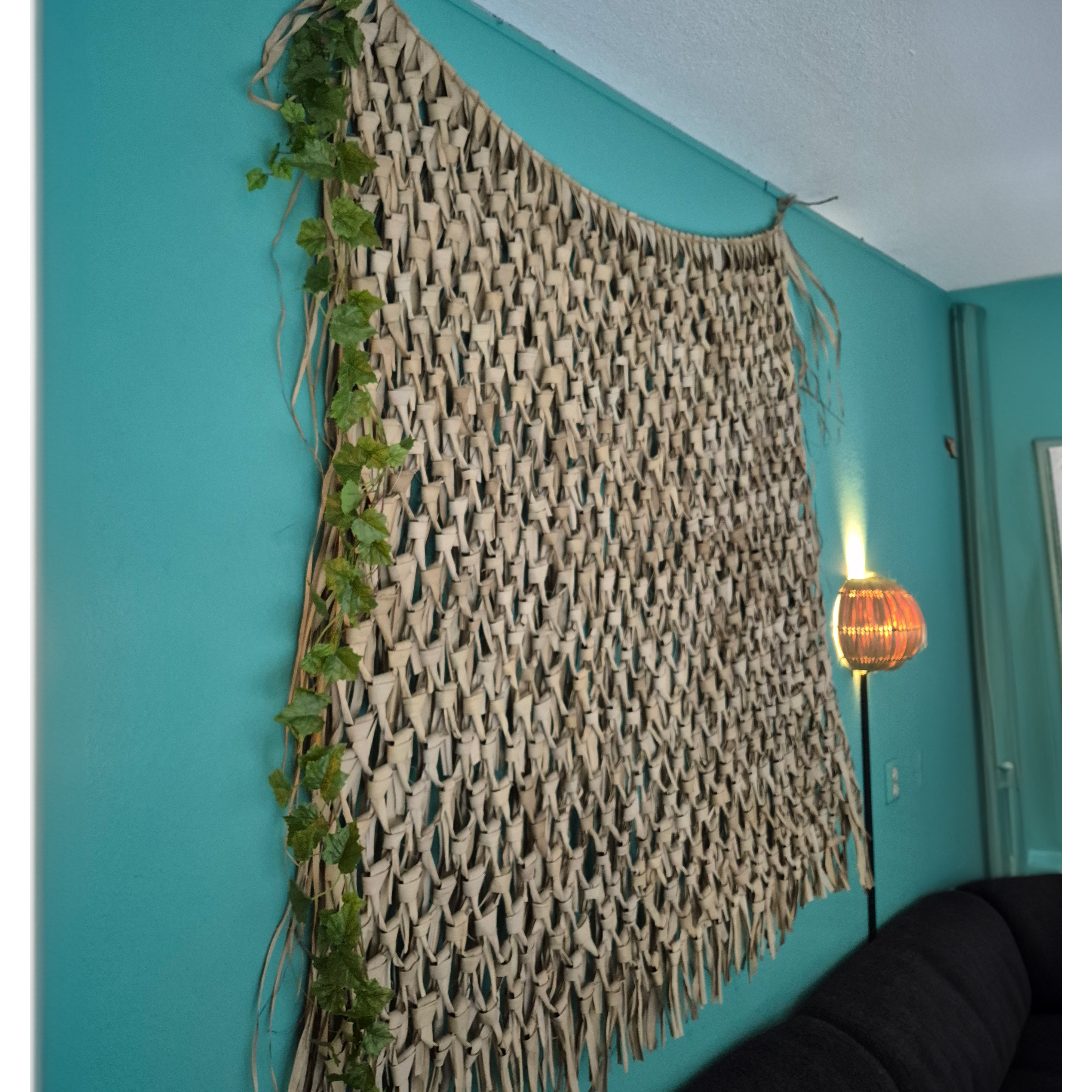 Bellatio Design kunstplant/hangplant slinger - Druivenblad/Vitaceae - groen - 180 cm -