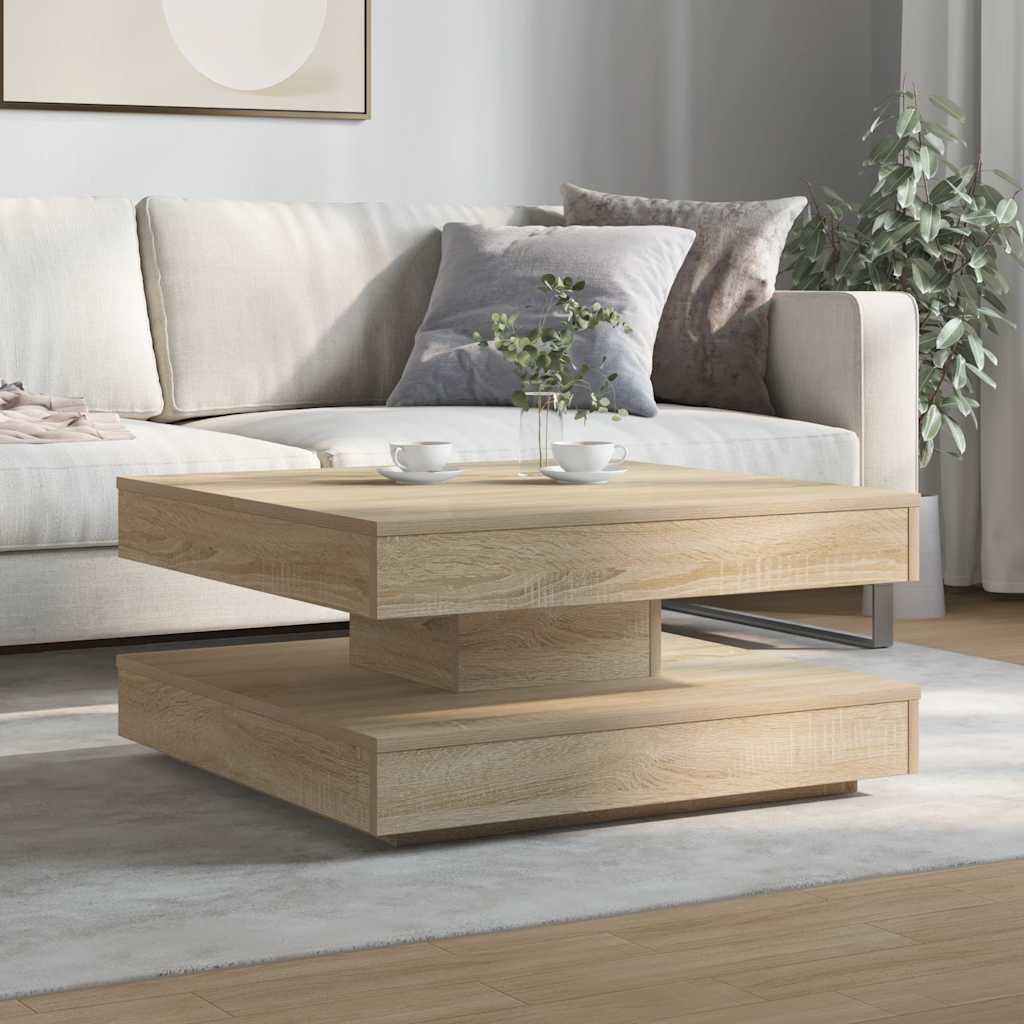 vidaXL Salontafel 360 graden draaibaar 70x70x34,5 cm sonoma eikenkleur
