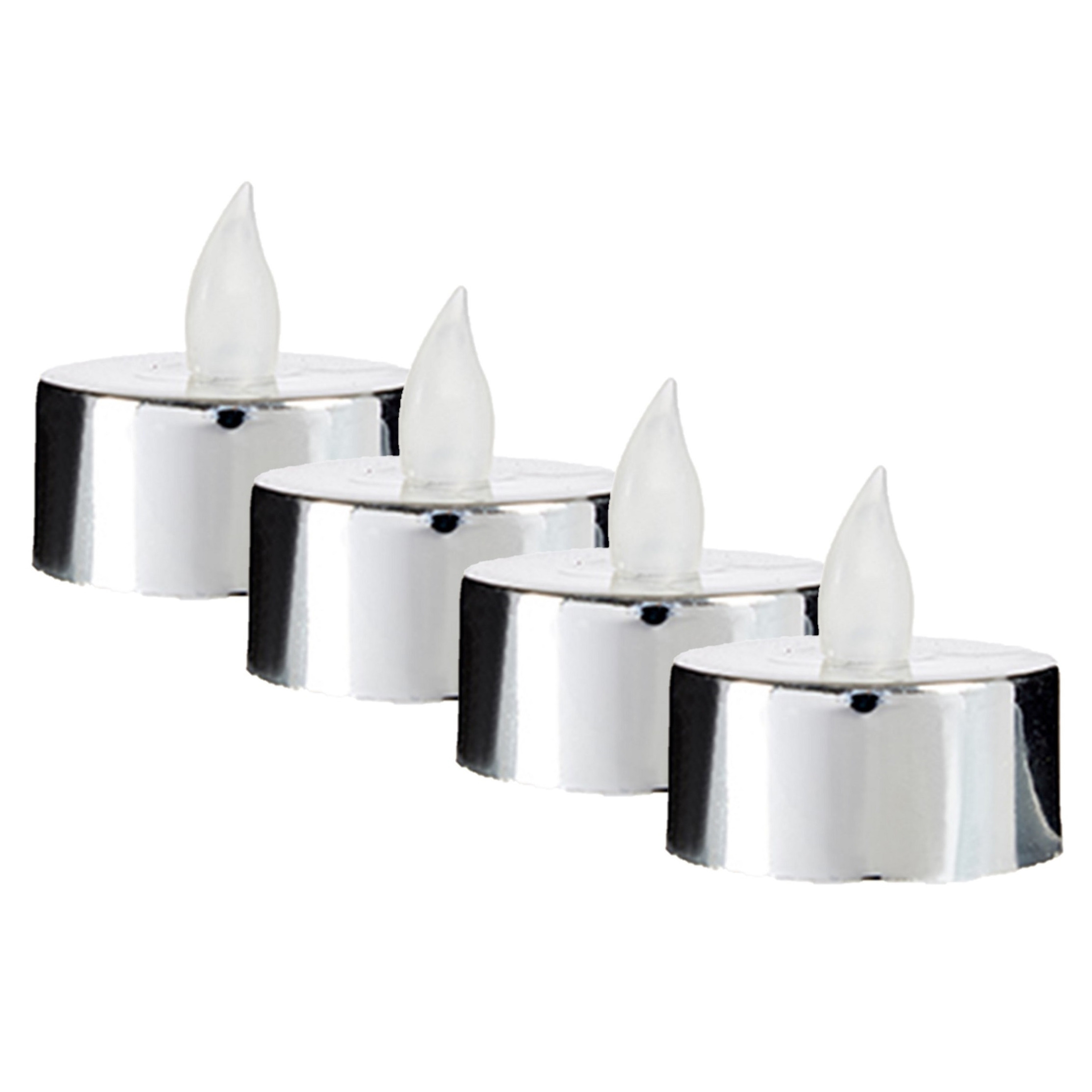 Giftdecor LED waxinelichtjes - 8x - zilverkleurig - incl. batterijen - sfeer theelichtjes -