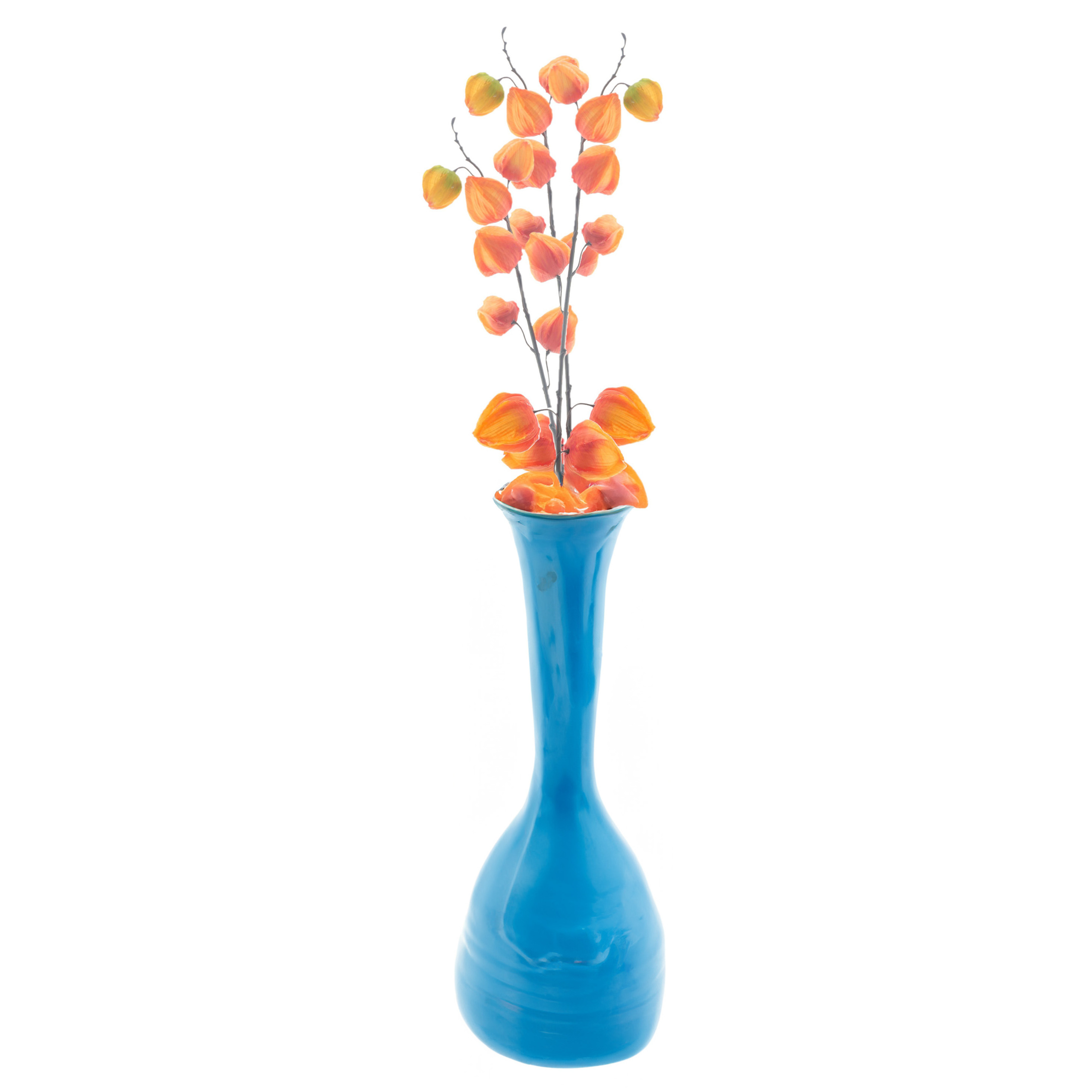 Bellatio Design Kunstbloem Lampionplant/physalis tak - 3x - 73 cm - oranje - zijde bloemen - Kunst herfst takken -