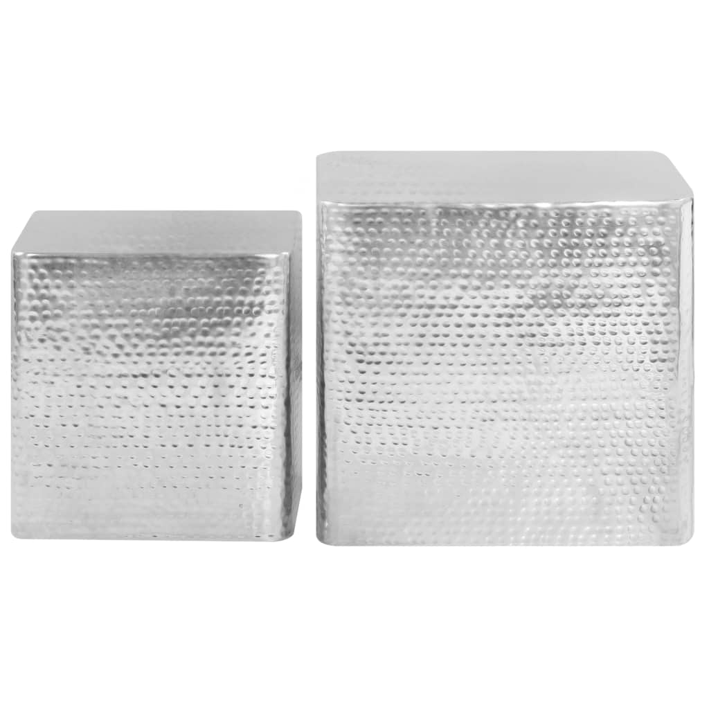vidaXL Salontafel 2 st aluminium zilver