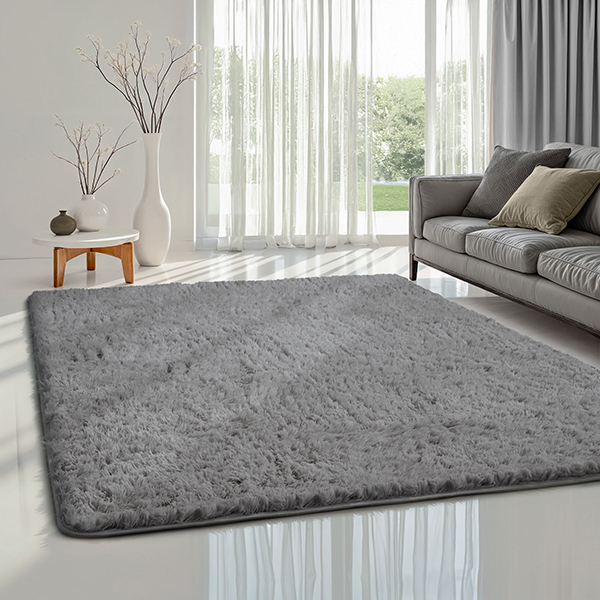 Merinos Karpet24 Fluffy Shaggy - Zacht Hoogpolig Vloerkleed, Onderhoudsarm, Grijs-Ø 120 cm rond