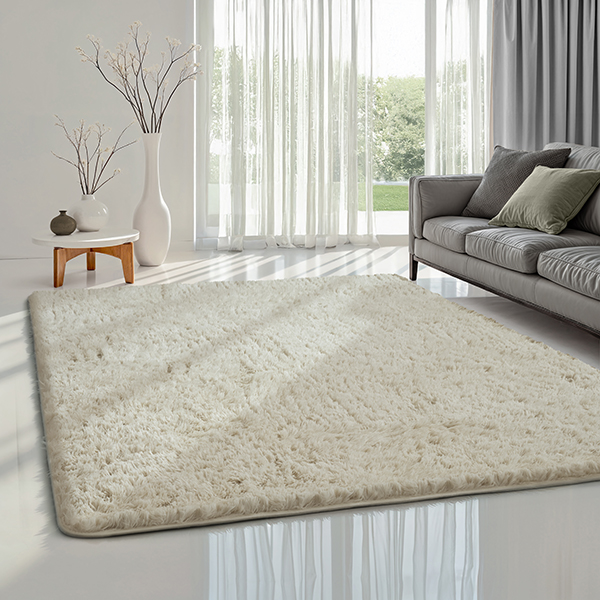 Merinos Karpet24 Fluffy Shaggy - Zacht Hoogpolig Vloerkleed, Onderhoudsarm, Cream-Ø 120 cm rond