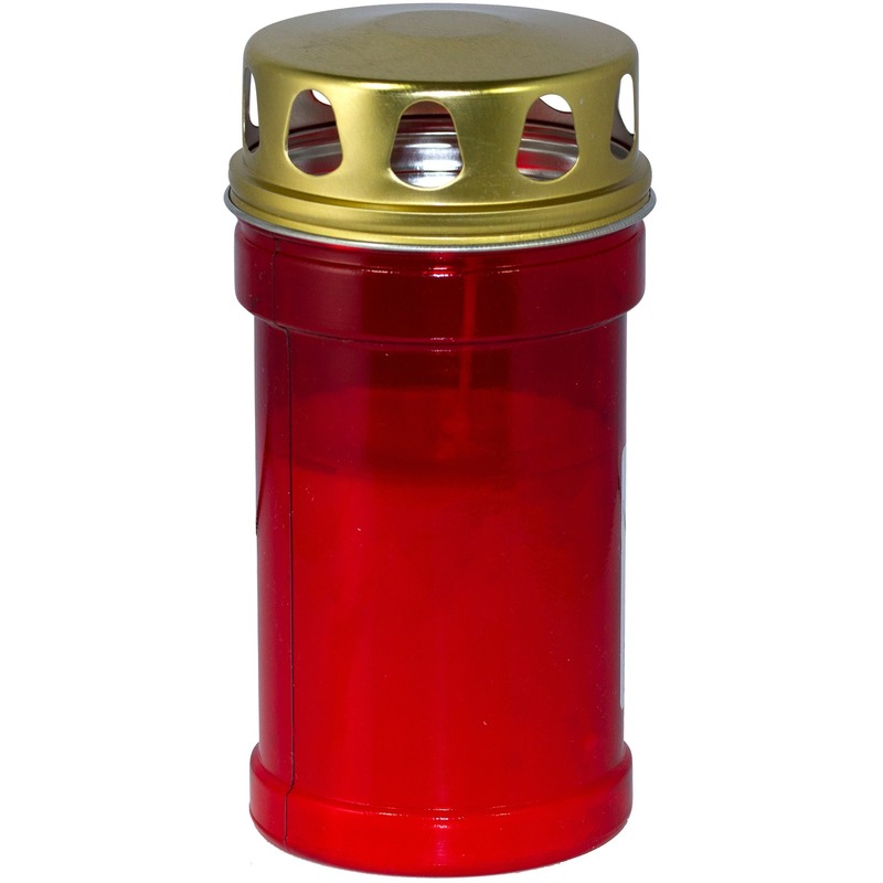 Trend Candles grafkaars - gedenklicht met deksel - rood - 7 x 14 cm - 2,5 dag - Gedenkkaars -