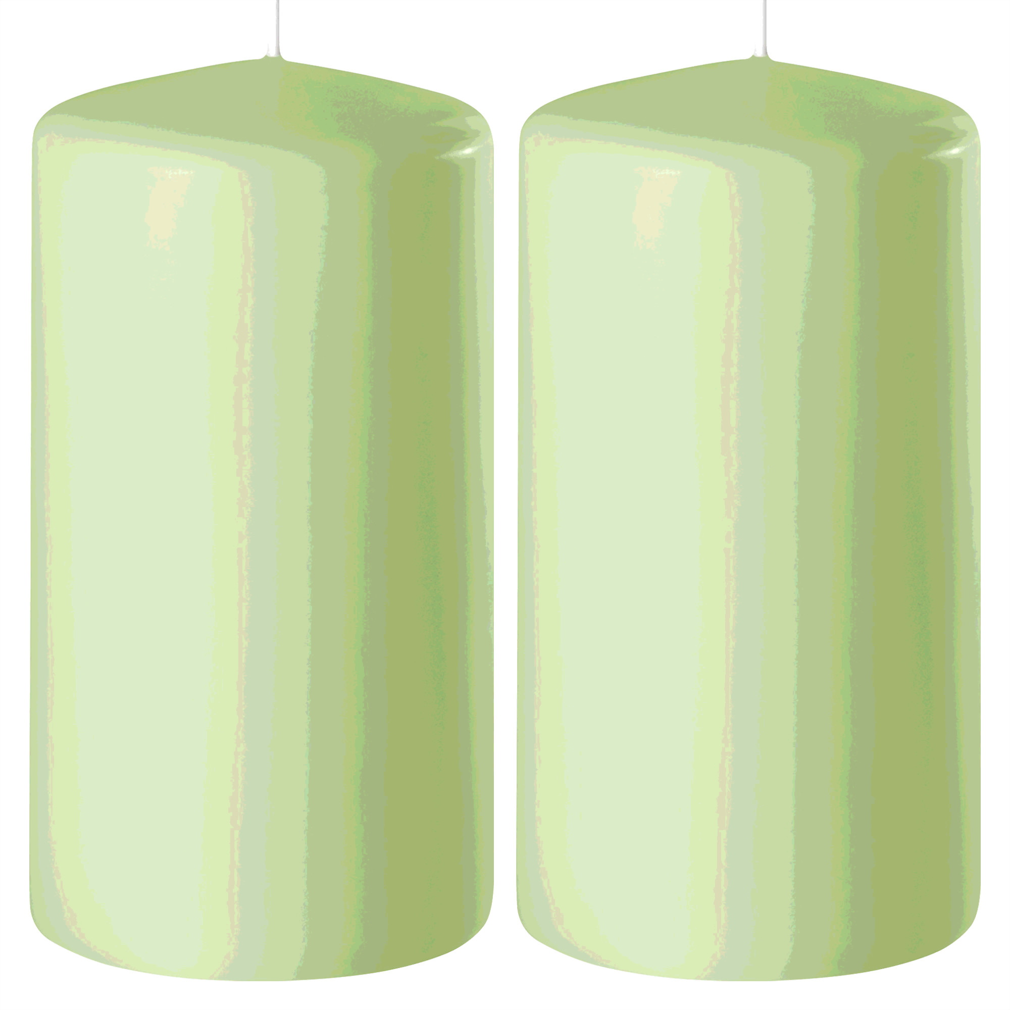 Enlightening Candles Cilinder/stompkaars - 2x - lichtgroen - D6 x H15 cm - branduur -