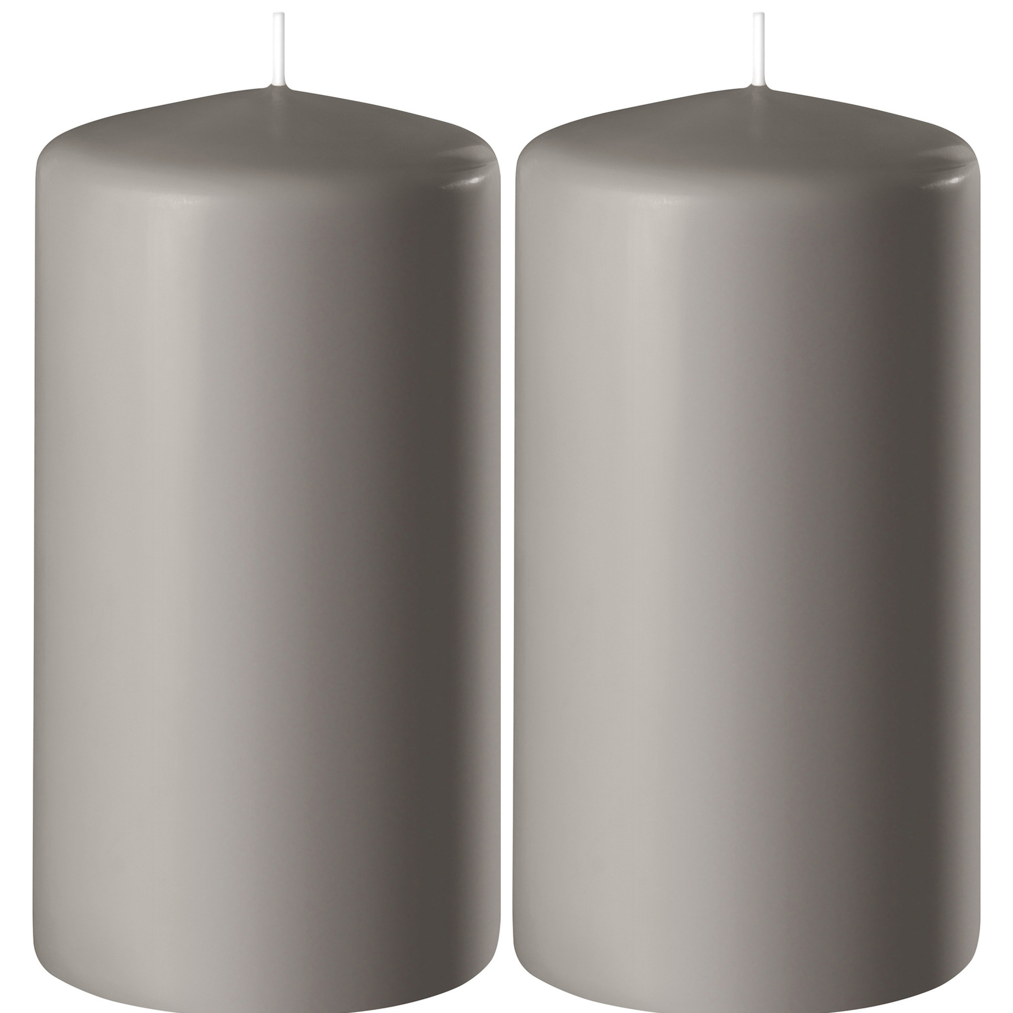 Enlightening Candles Cilinder/stompkaars - 2x - zand/grijs - D6 x H15 cm - branduur -
