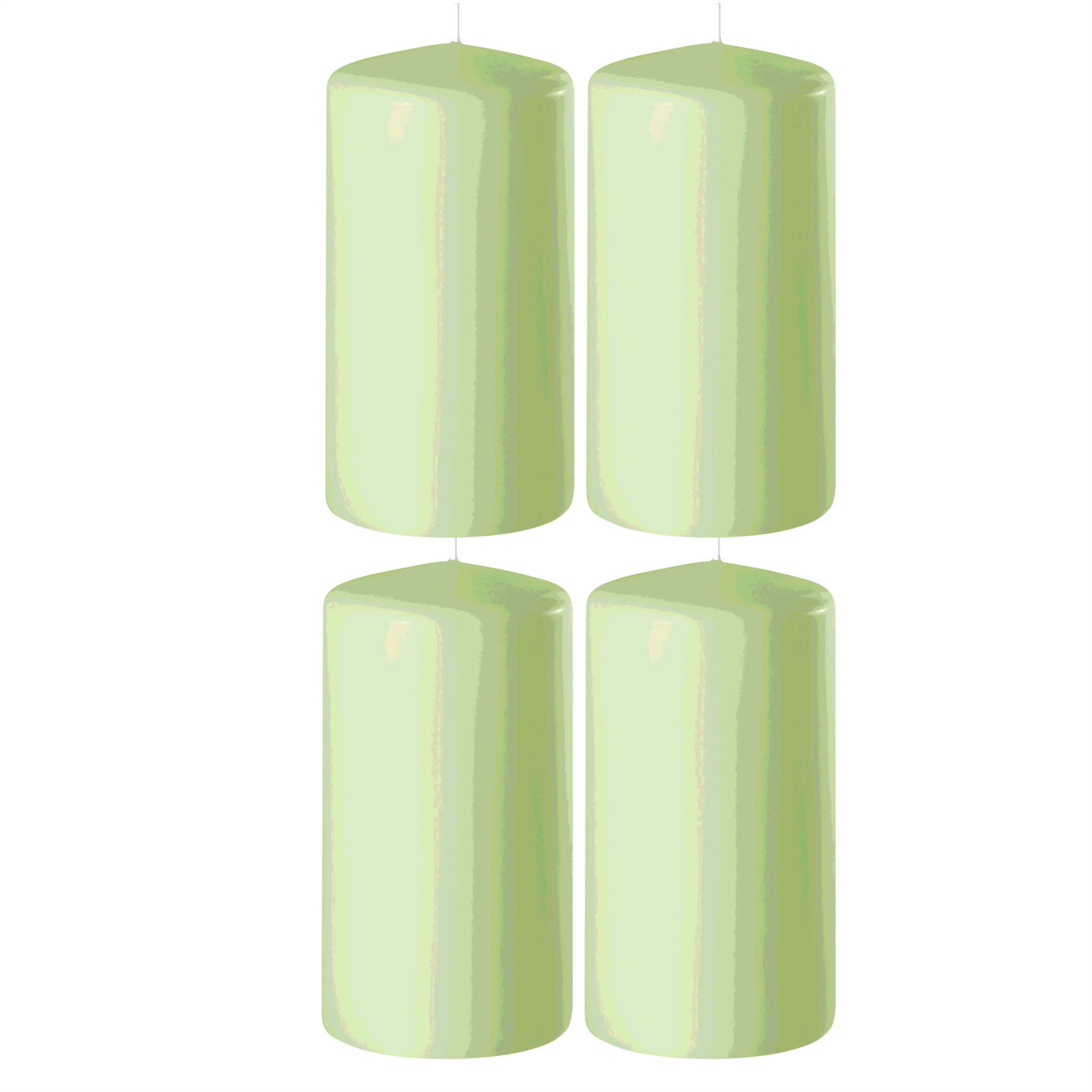 Enlightening Candles Cilinder/stompkaars - 4x - lichtgroen - D6 x H10 cm - branduur -