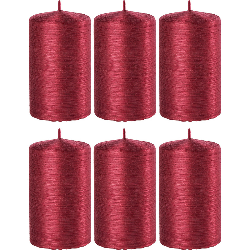 Enlightening Candles Cilinderkaars/stompkaars - 6x - rood - 6 x 10 cm - 25 branduren - sfeerkaarsen - kaarsen -