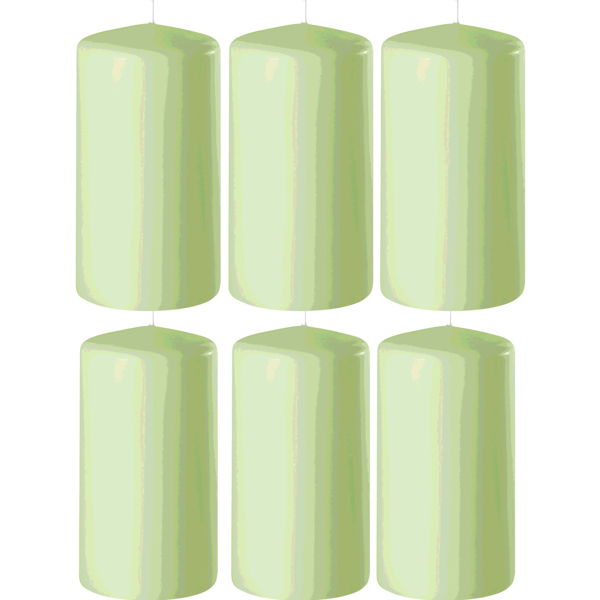 Enlightening Candles Cilinder/stompkaars - 8x - lichtgroen - D6 x H15 cm - branduur -