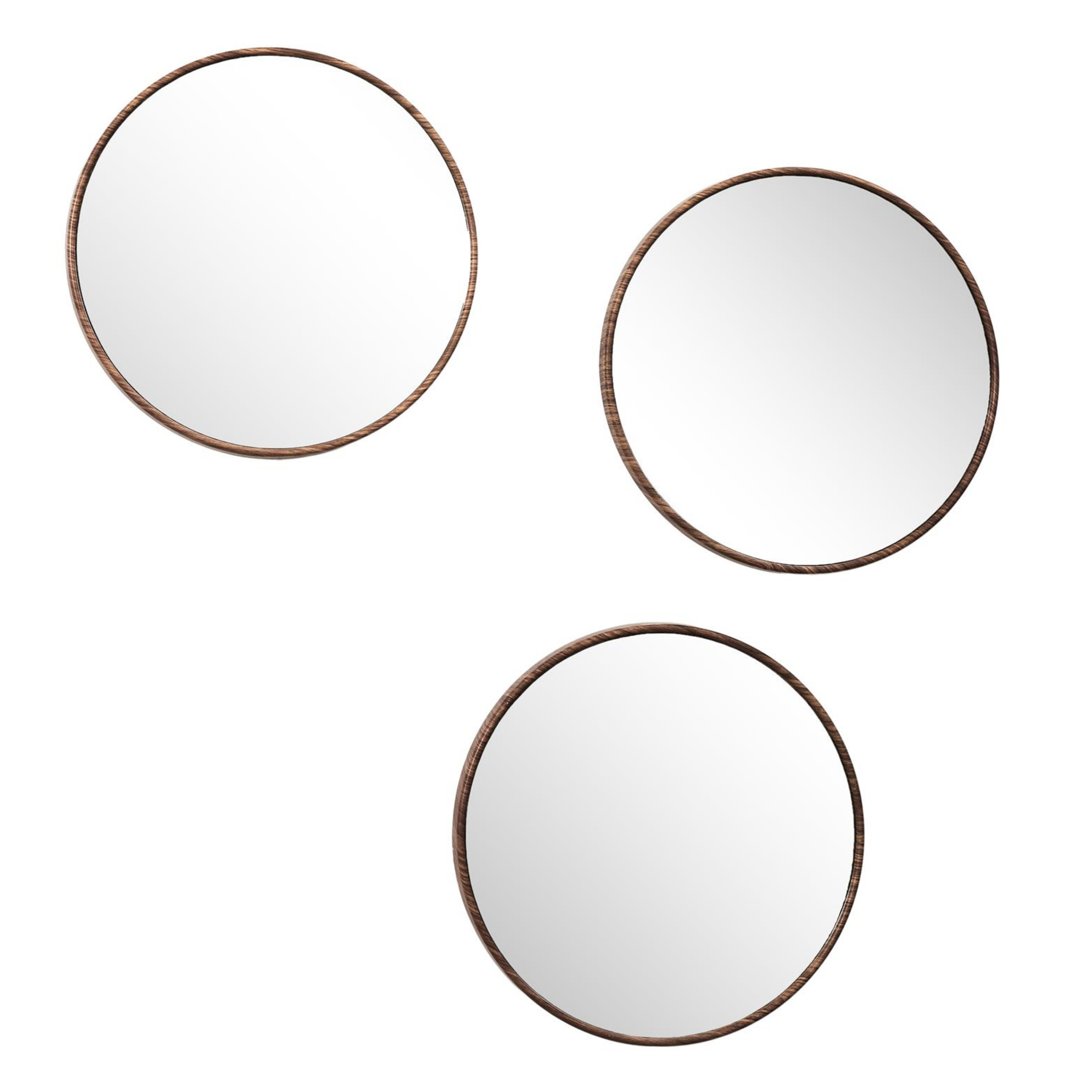 Home Deco Factory spiegel Toronto - 3x stuks - D26 cm - hout look - kunststof -
