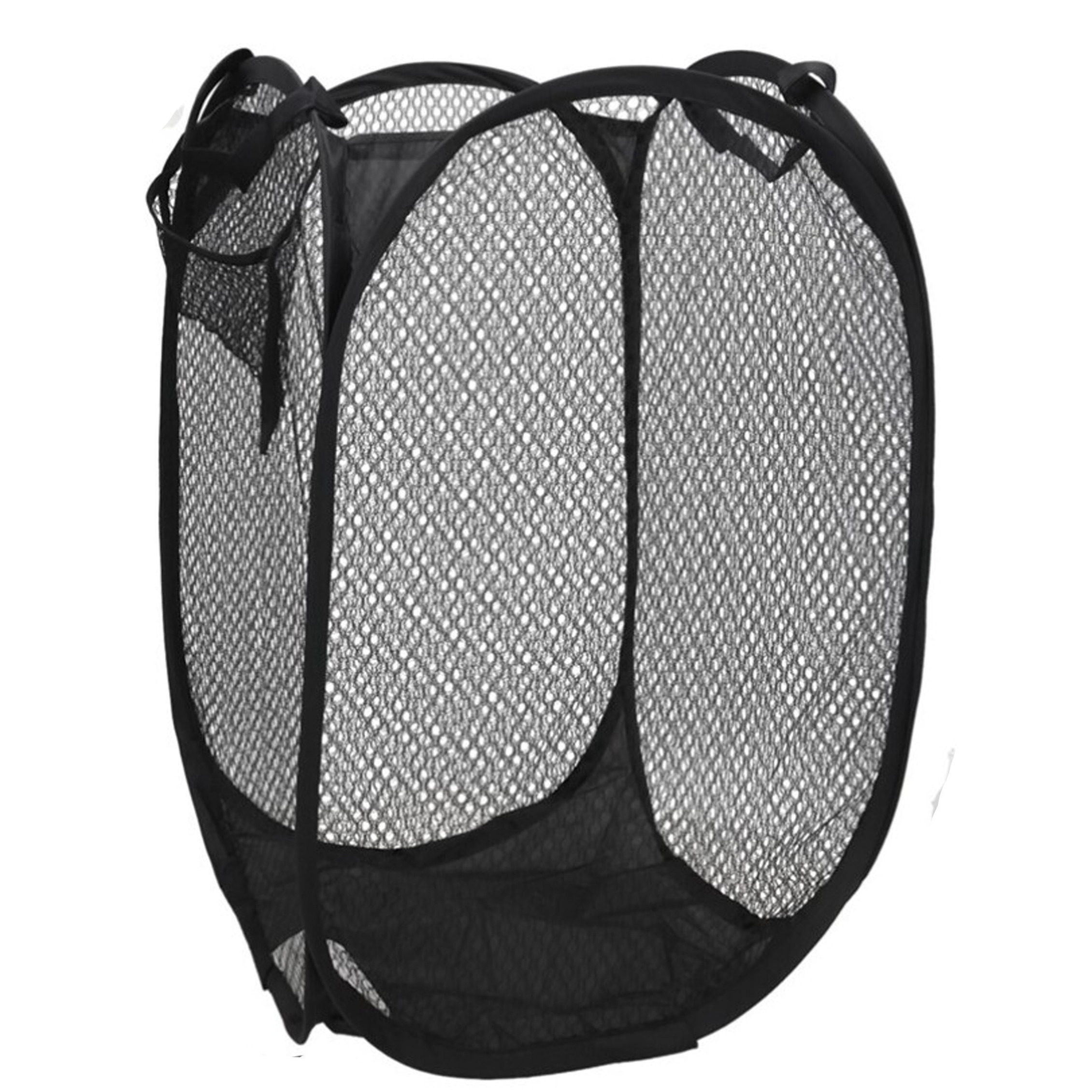 Gerimport Wasmand flexibel/opvouwbaar - zwart - kunststof - 30 x 30 x 50 cm - 55 liter -