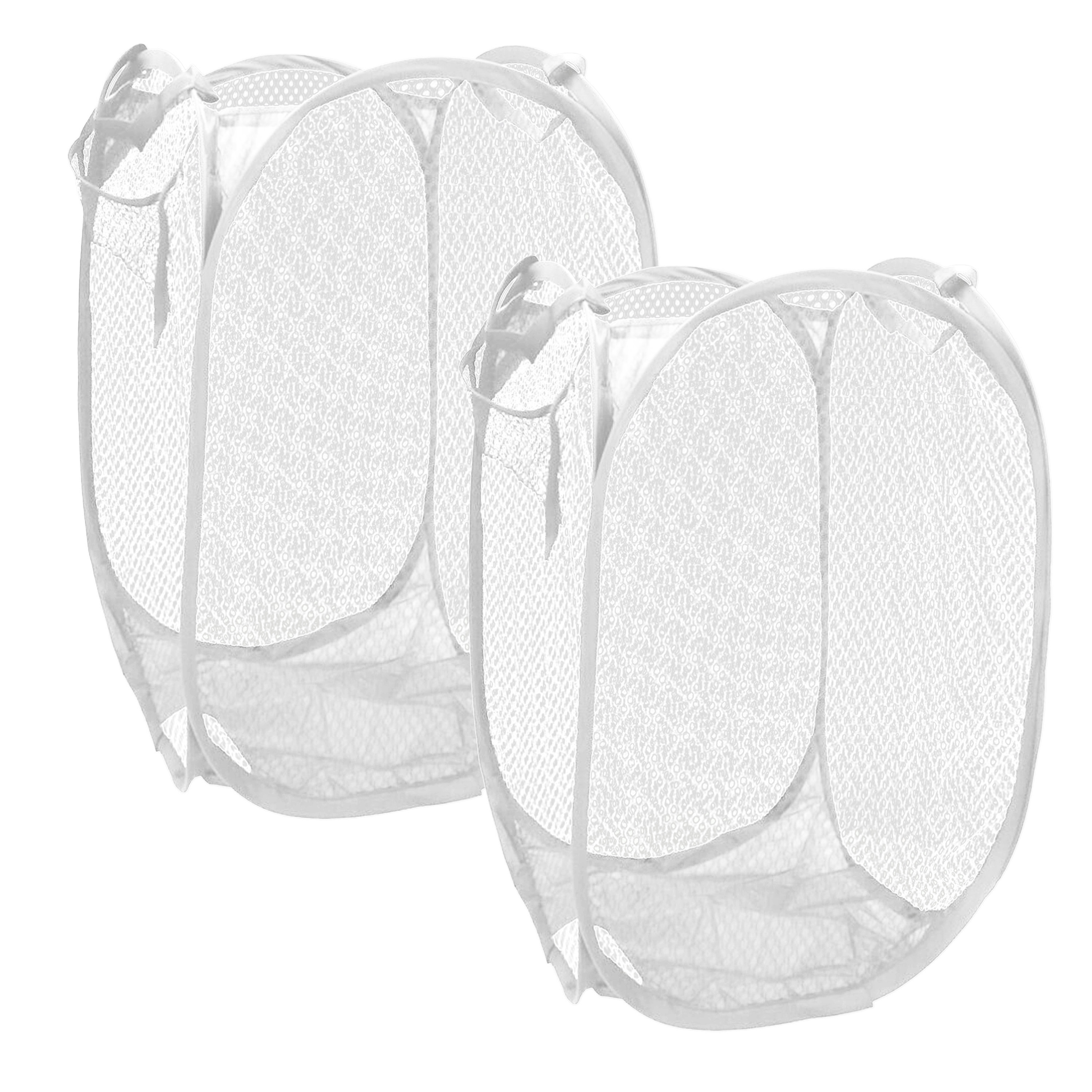 Gerimport Wasmand flexibel/opvouwbaar - 2x - wit - kunststof - 30 x 30 x 50 cm - 55 liter -