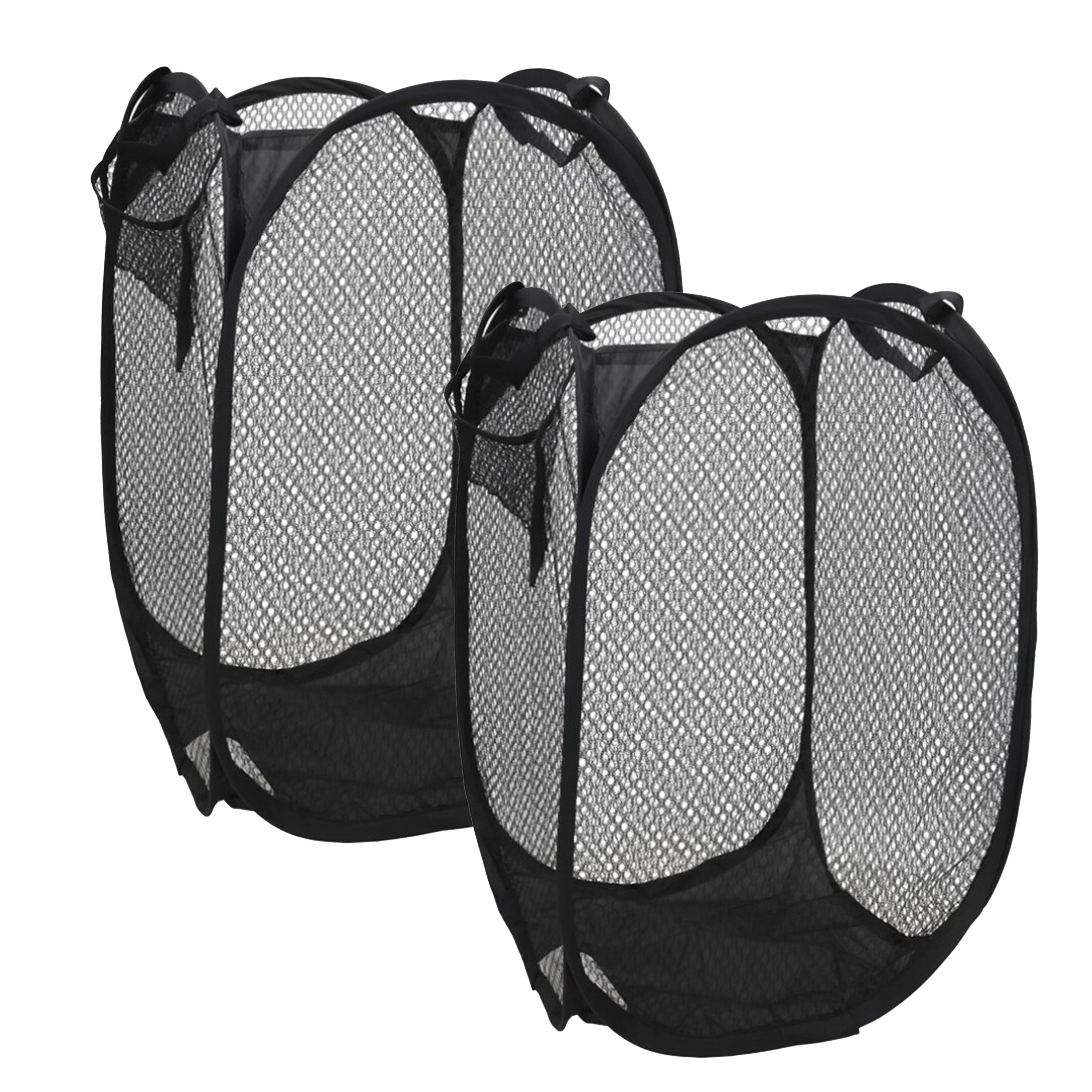 Gerimport Wasmand flexibel/opvouwbaar - 2x - zwart - kunststof - 30 x 30 x 50 cm - 55 liter -