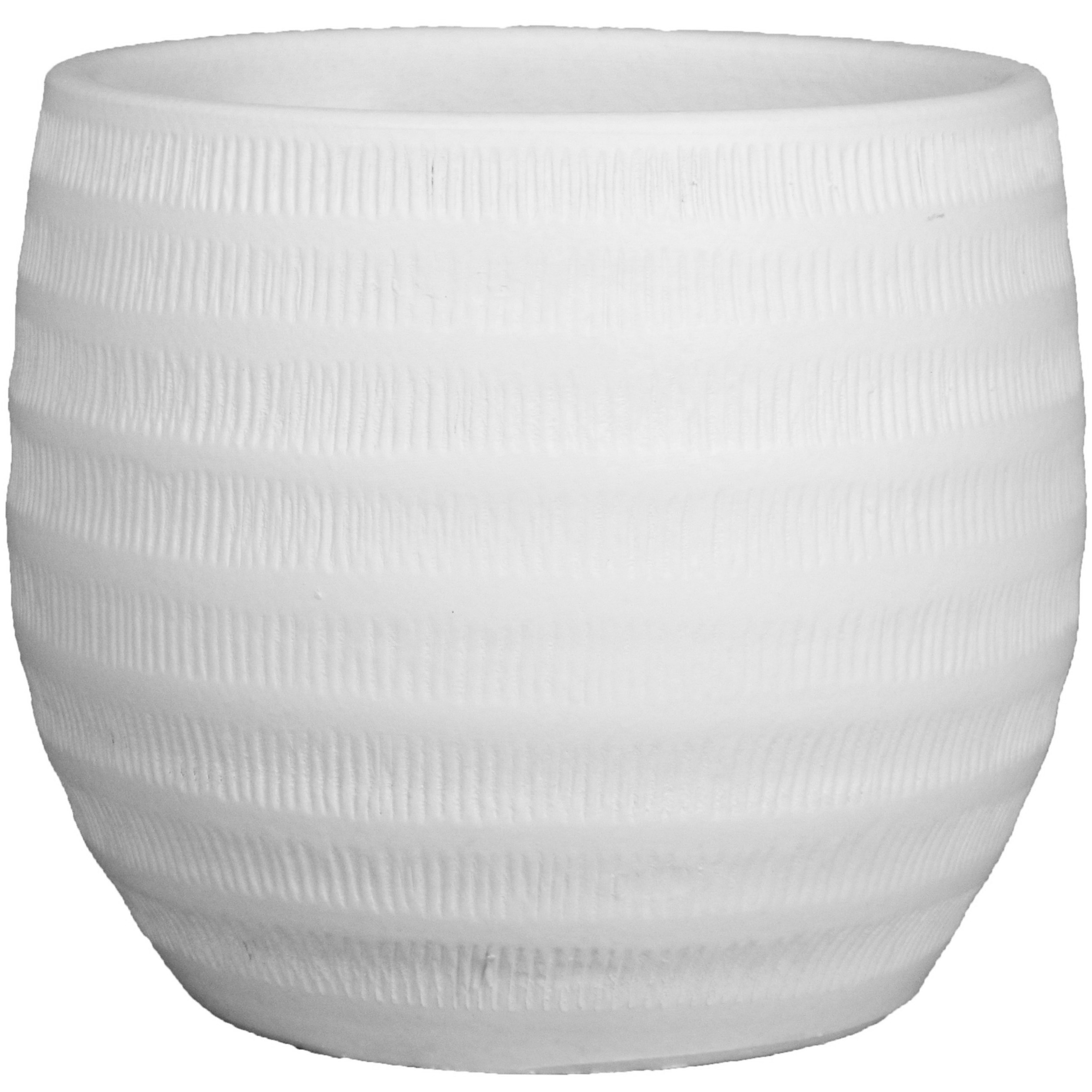 Floran Bloempot Lena - wit - mat - geribbeld - keramiek - 24 x 21 cm -