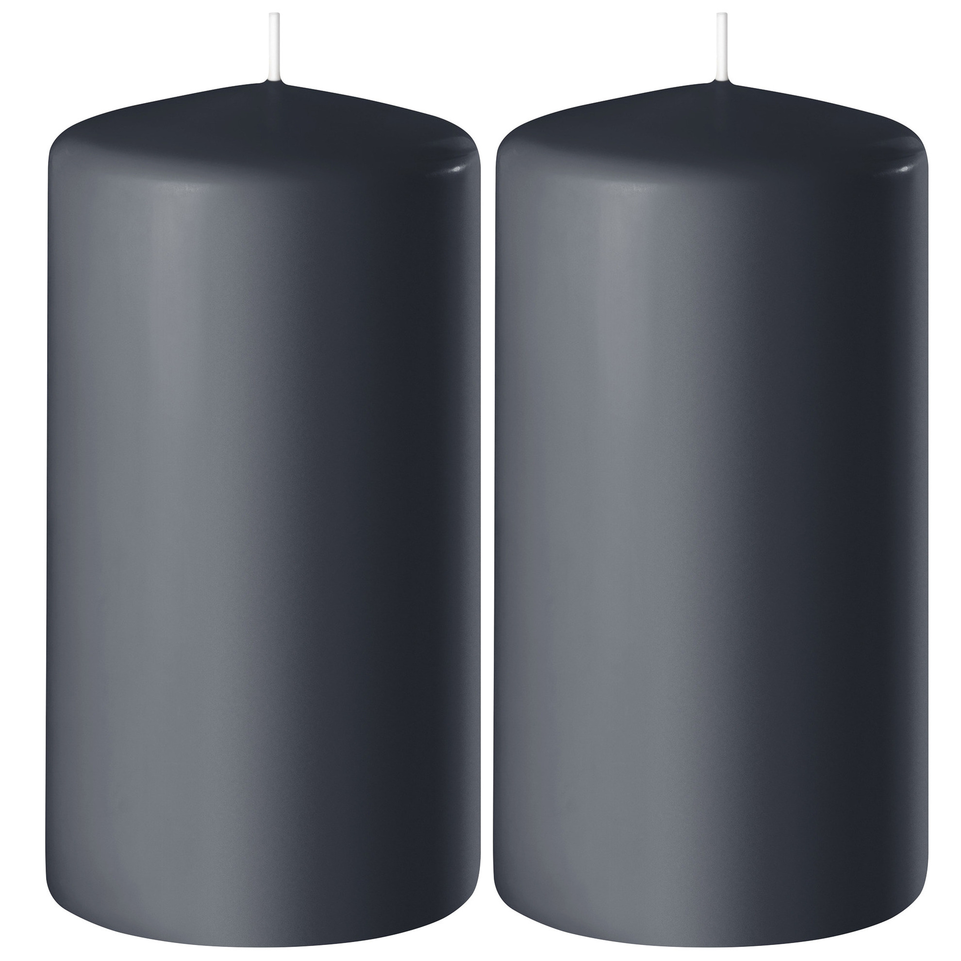 Enlightening Candles Cilinder/stompkaars - 2x - antraciet - D6 x H8 cm - 27 branduur -