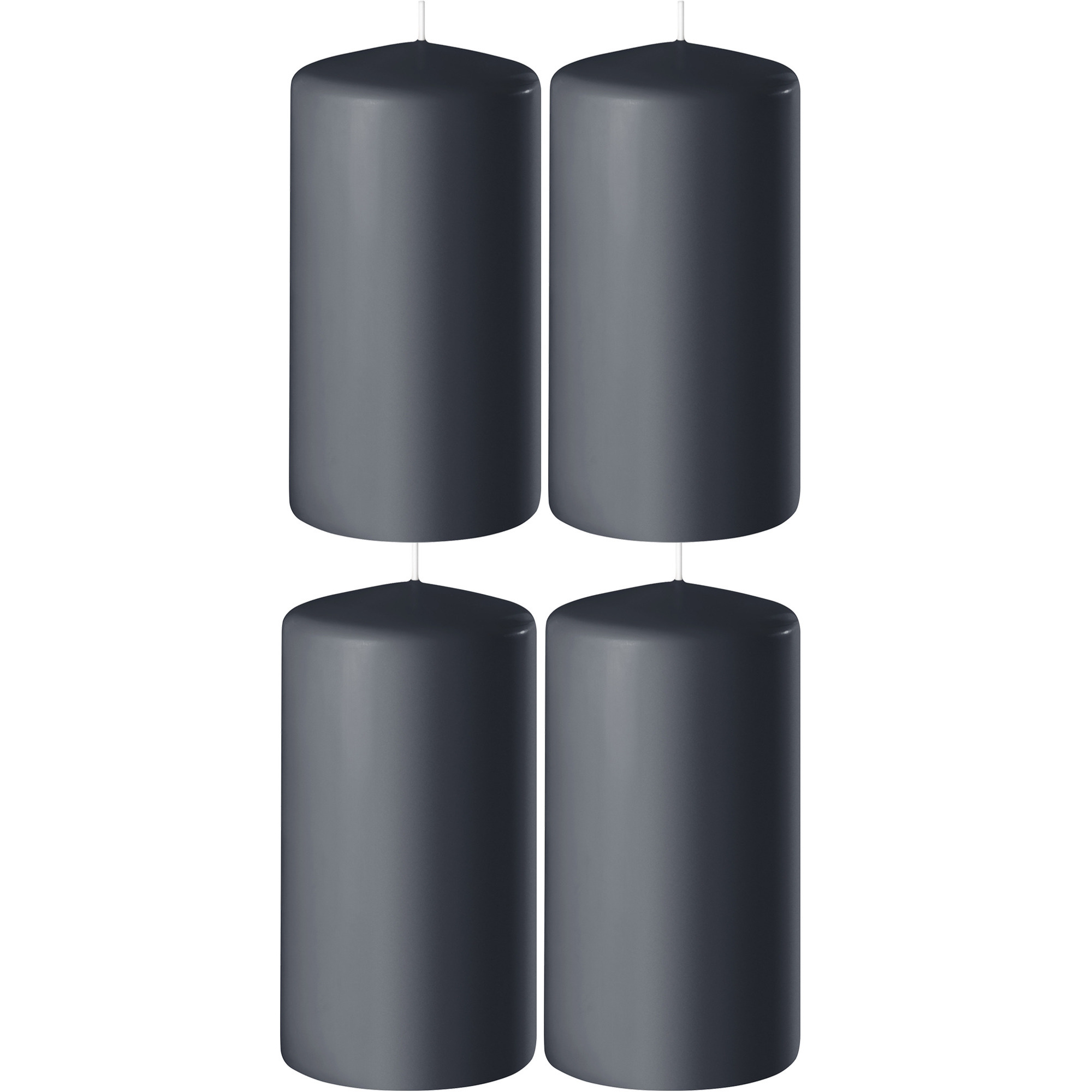 Enlightening Candles Cilinder/stompkaars - 4x - antraciet - D6 x H8 cm - 27 branduur -
