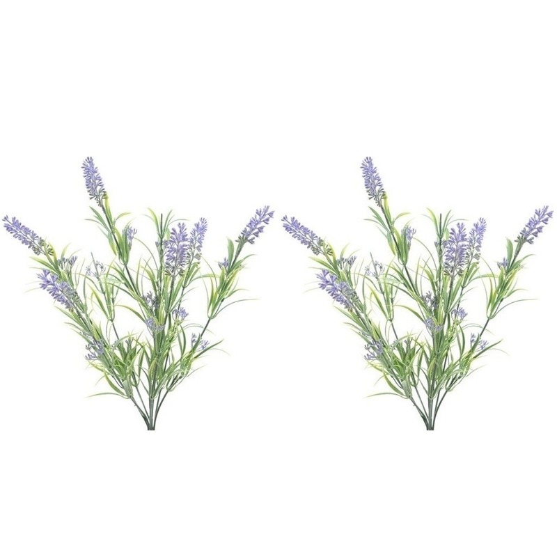 Shoppartners Lavendel kunstplant bundeltje - 2x - bosje - paars - cm -