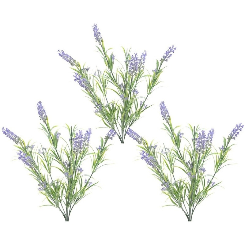 Shoppartners Lavendel kunstplant bundeltje - 3x - bosje - paars - cm -
