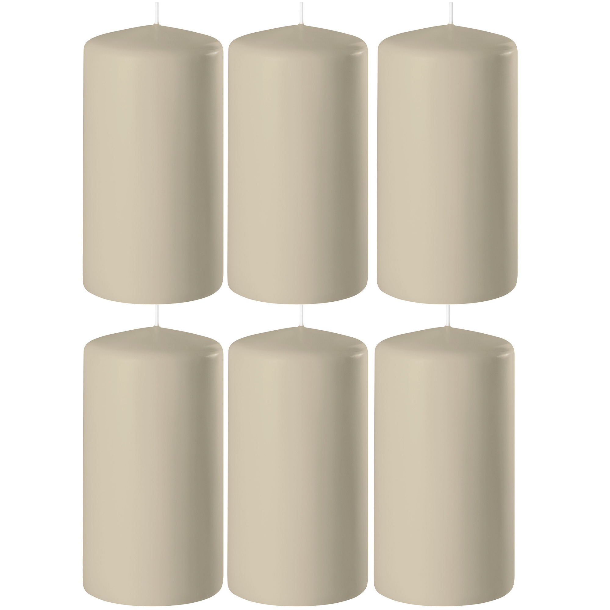 Enlightening Candles Cilinderkaars stompkaars - 6x - beige - D6 x H15 cm - branduren -