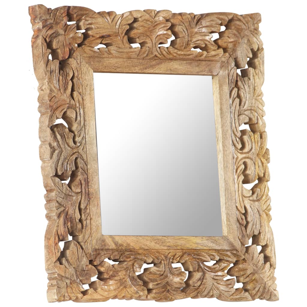 vidaXL Spiegel handgesneden 50x50 cm massief mangohout bruin