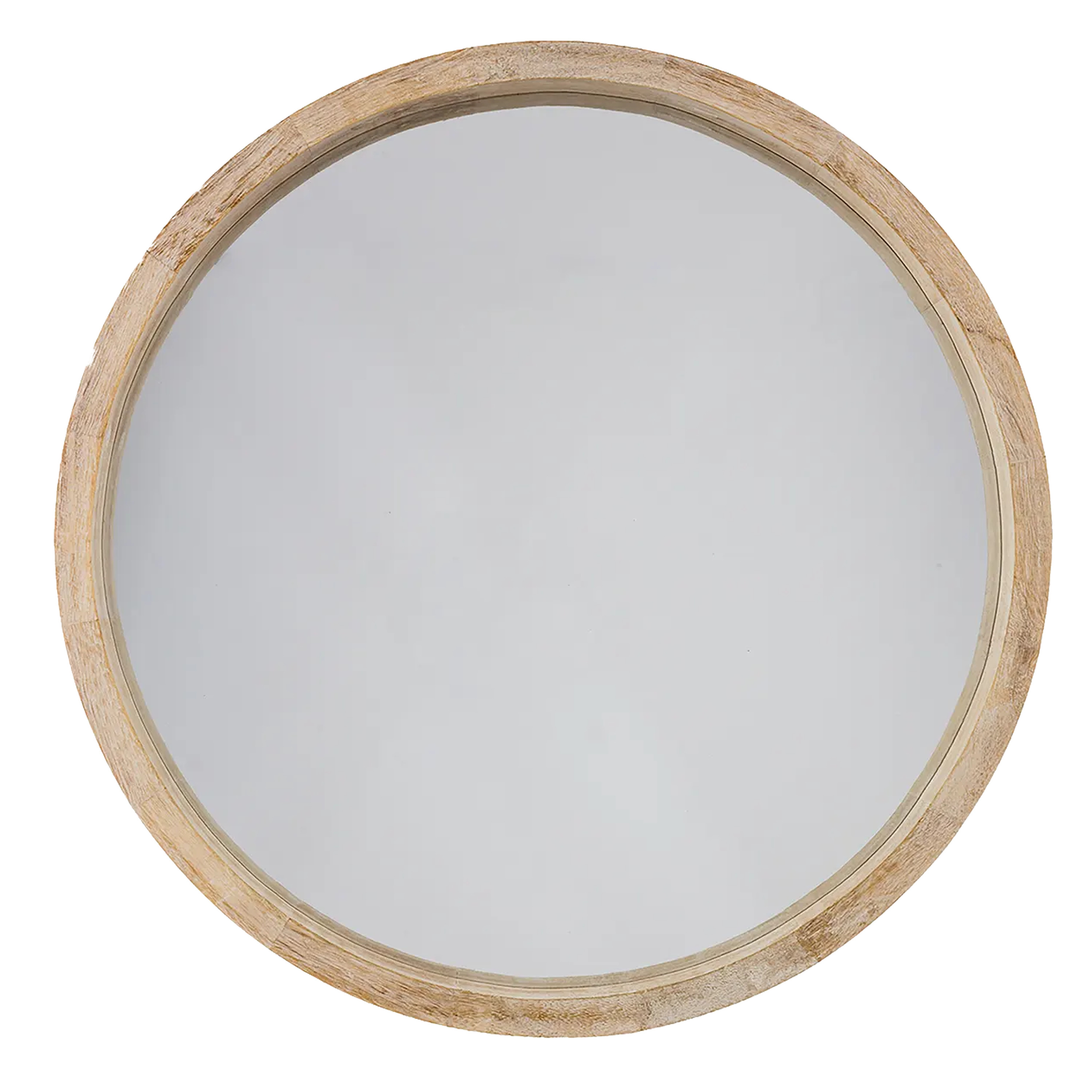 Atmosphera Spiegel/wandspiegel - rond - Dia 52 cm - hout/glas -