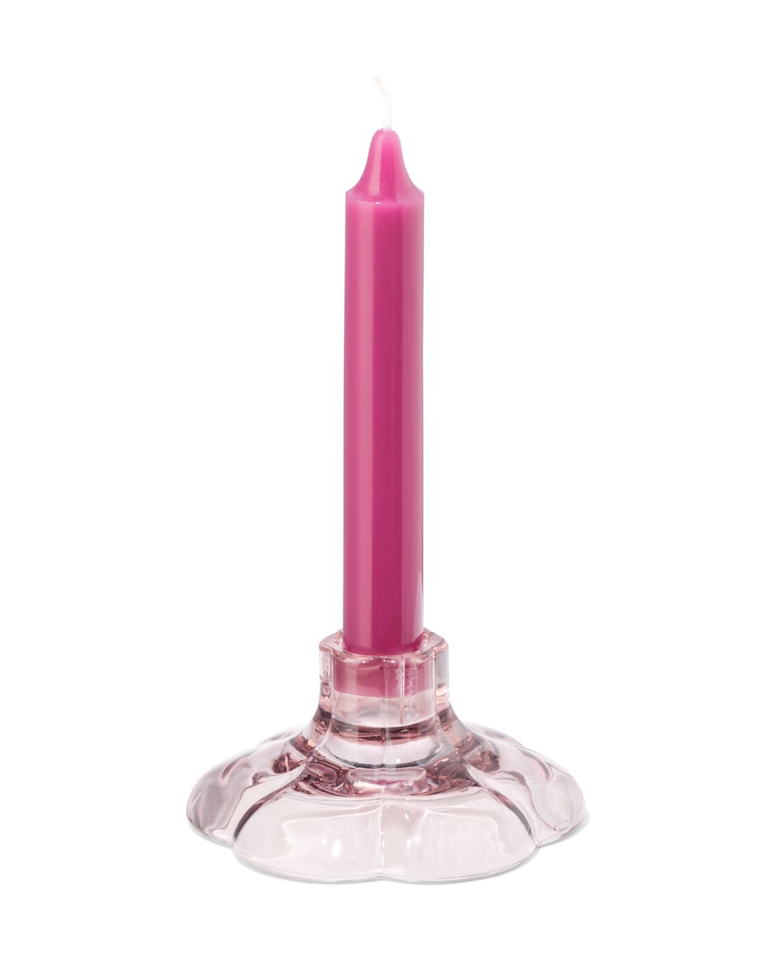 051 Kandelaar 9.7x5cm Glas Roze Bloem (roze)