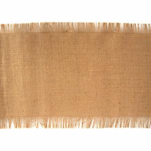 Merkloos Jute tafelloper - 29 x 500 cm - beige - met franjes -