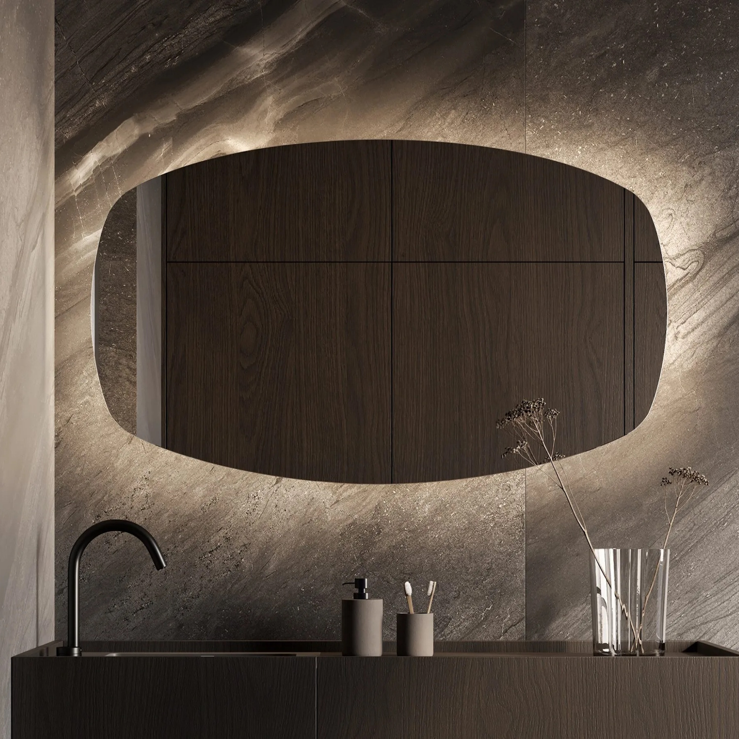 Martens & Meijer Spiegel  Copenhagen 100x65 cm Deens Ovaal Incl. Indirecte Verlichting Rondom, Incl. Verwarming & Dimbare Sensor