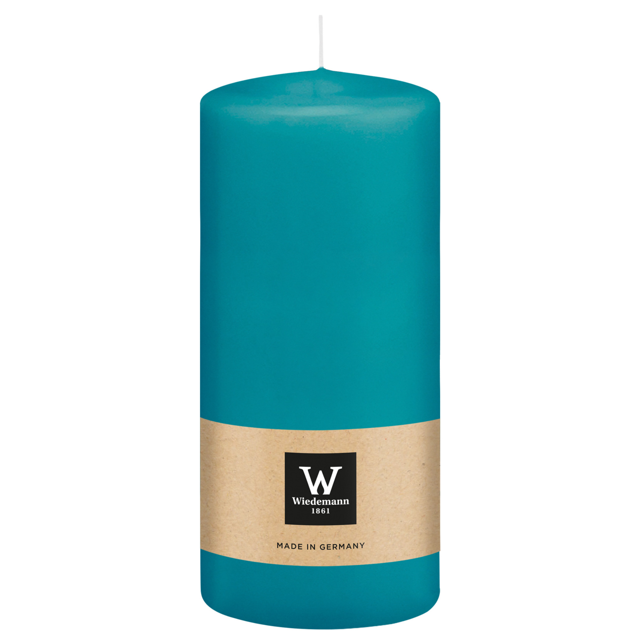Wiedemann Cilinderkaars/stompkaars - turquoise blauw - 15 x 7 cm - 63 branduren -